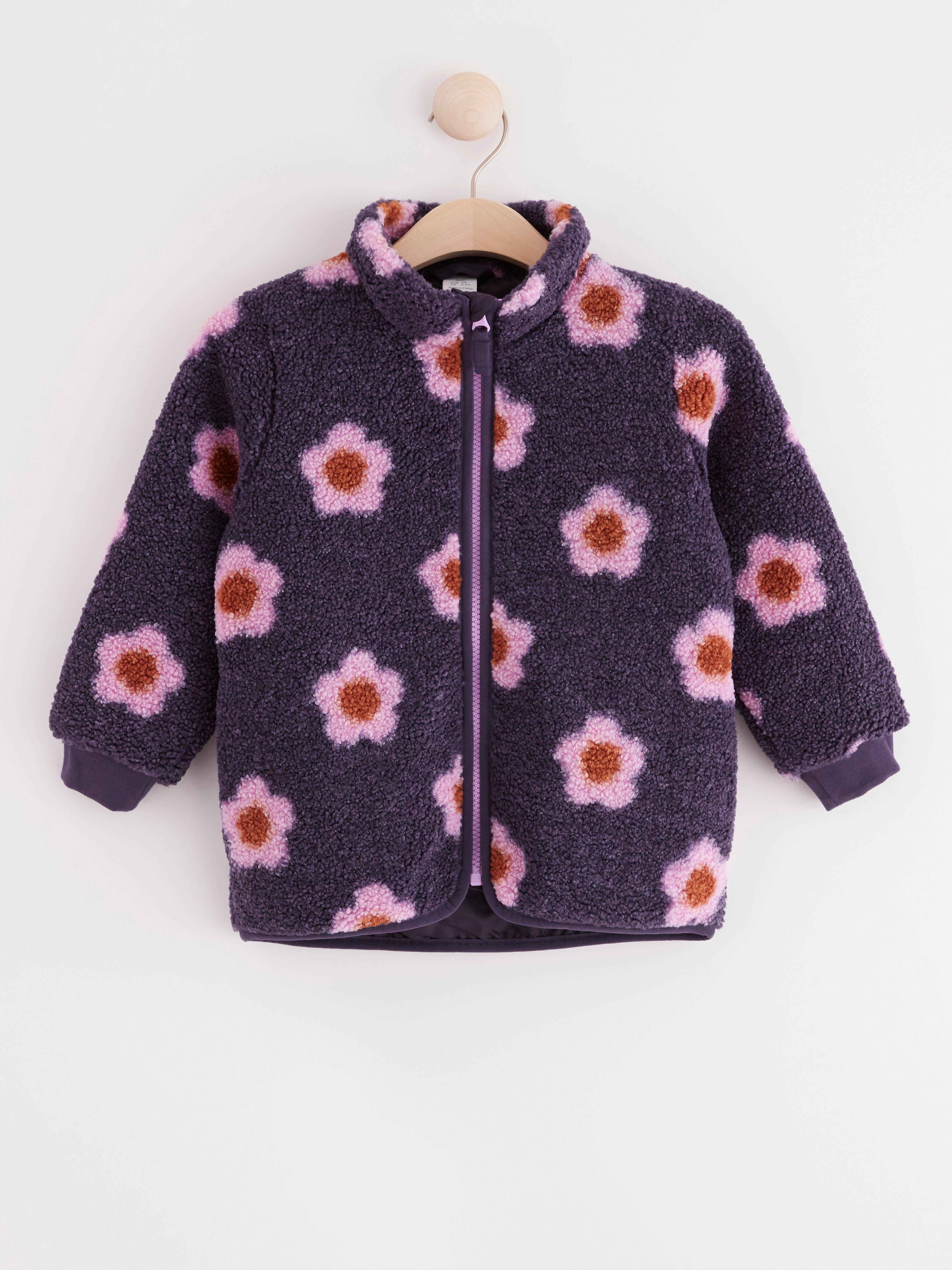 Pile jacket with flowers Dark Lilac