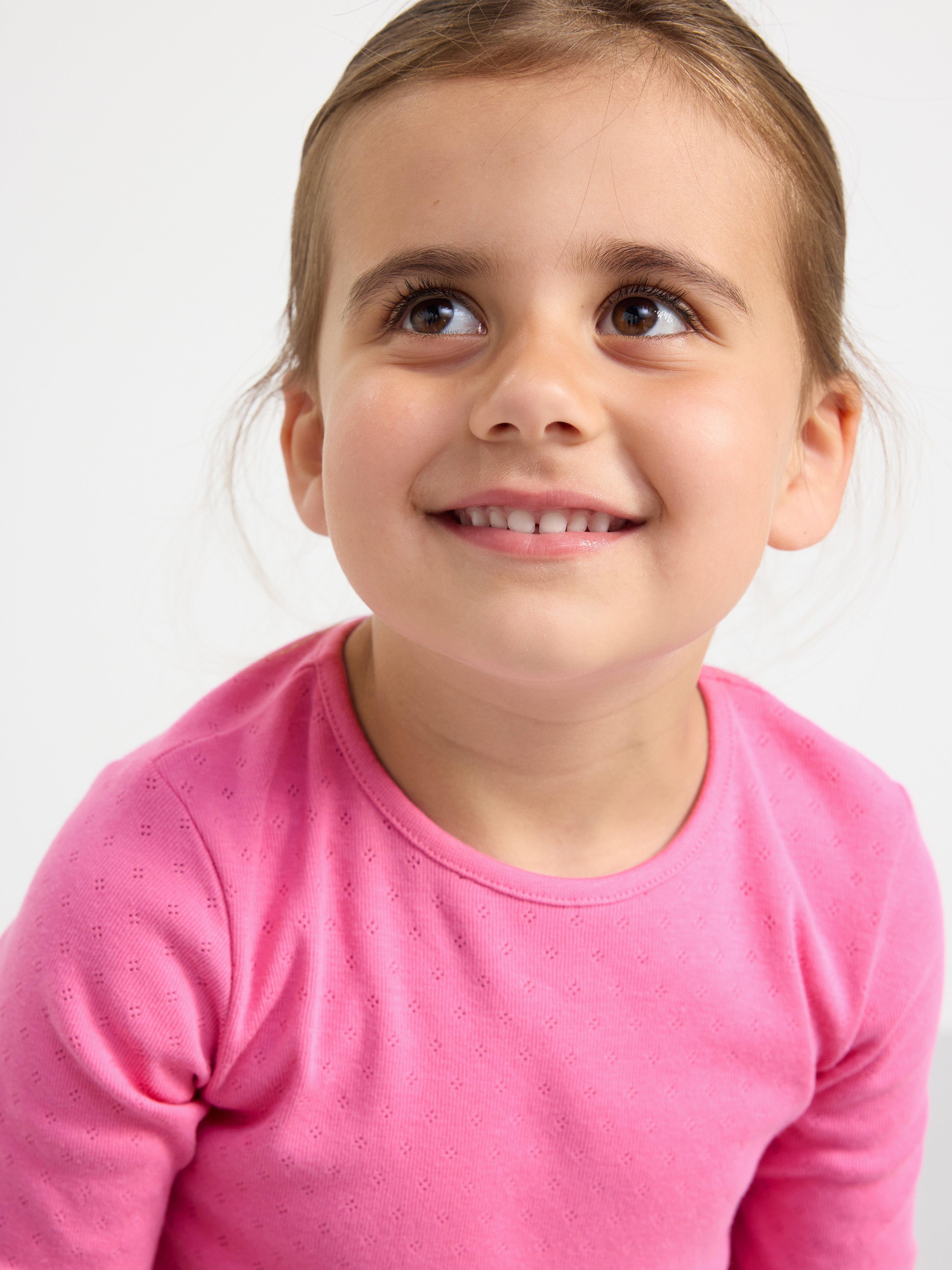 Top in pointelle with frills Pink