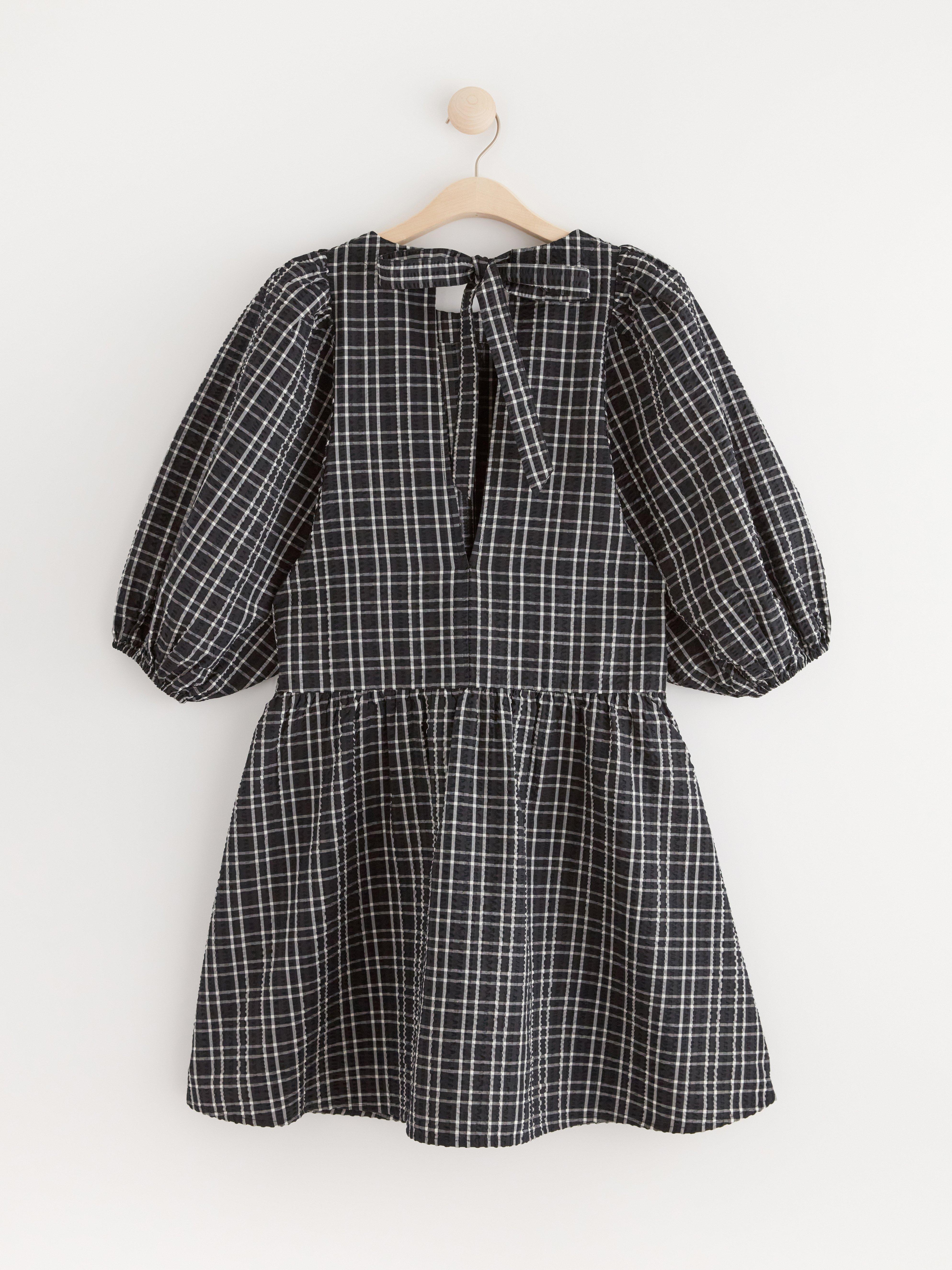 Mini dress with puff sleeves Black