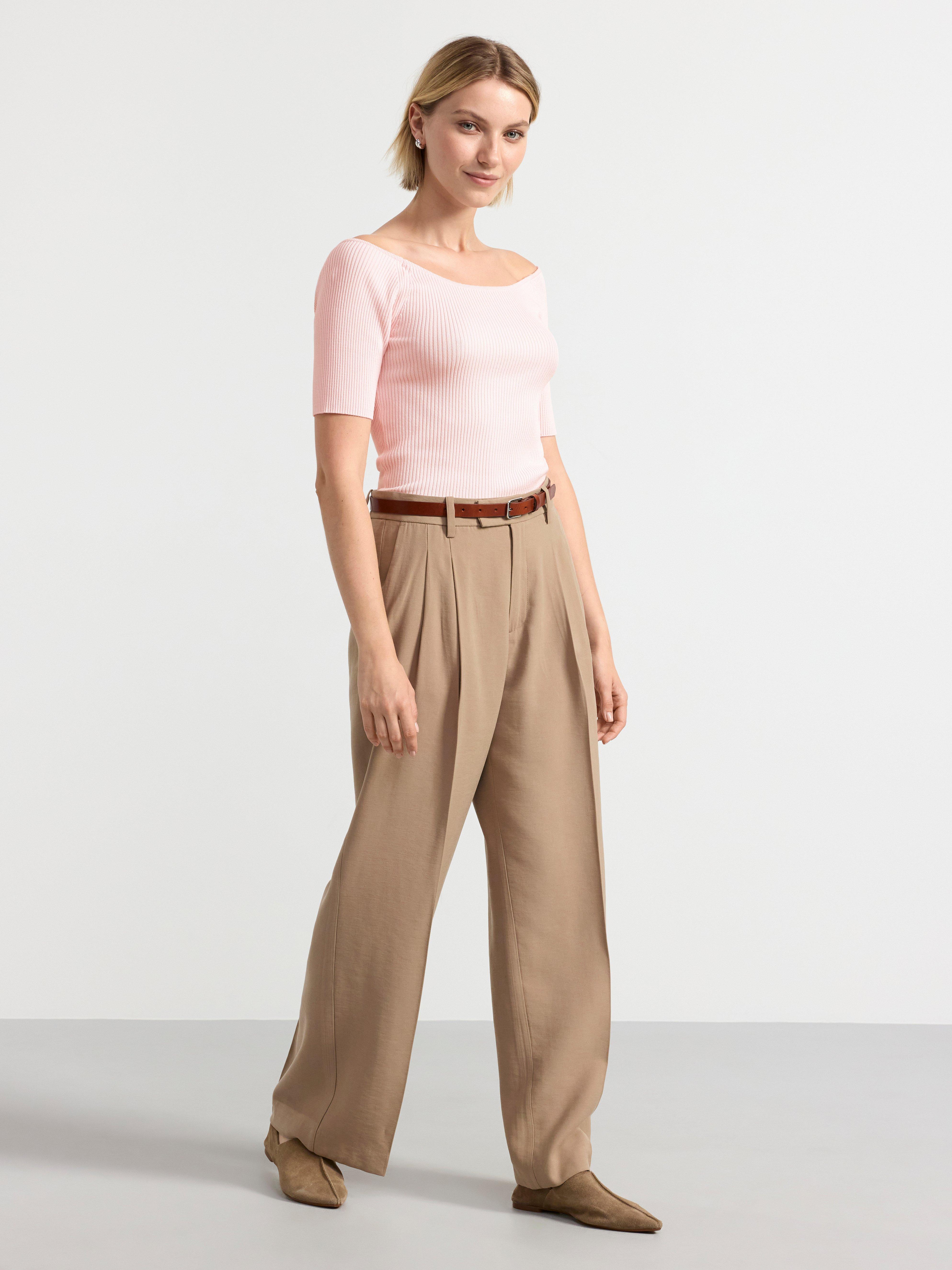 Ribbed short sleeve top pink
