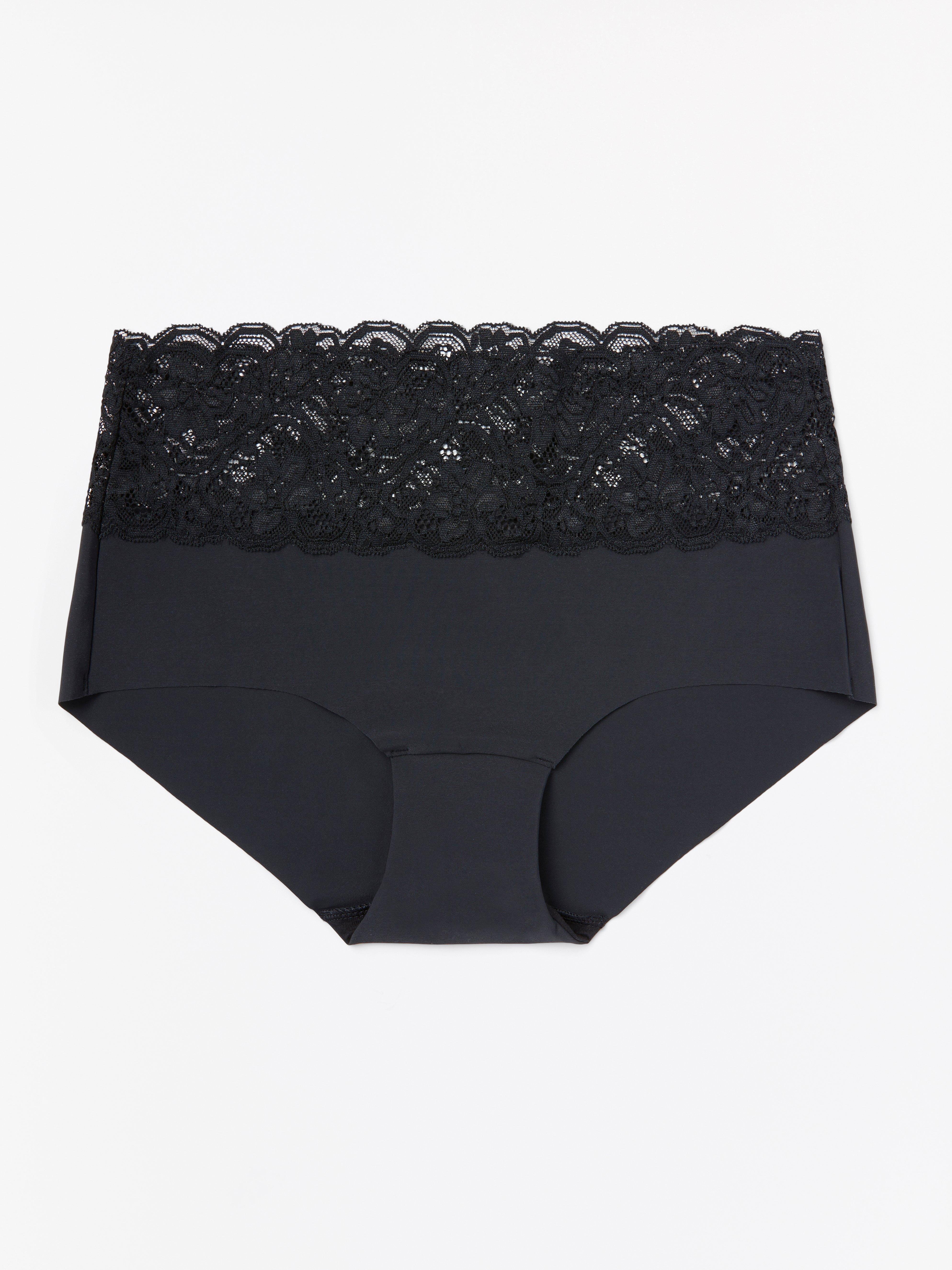 Invisible regular waist brief with lace Black