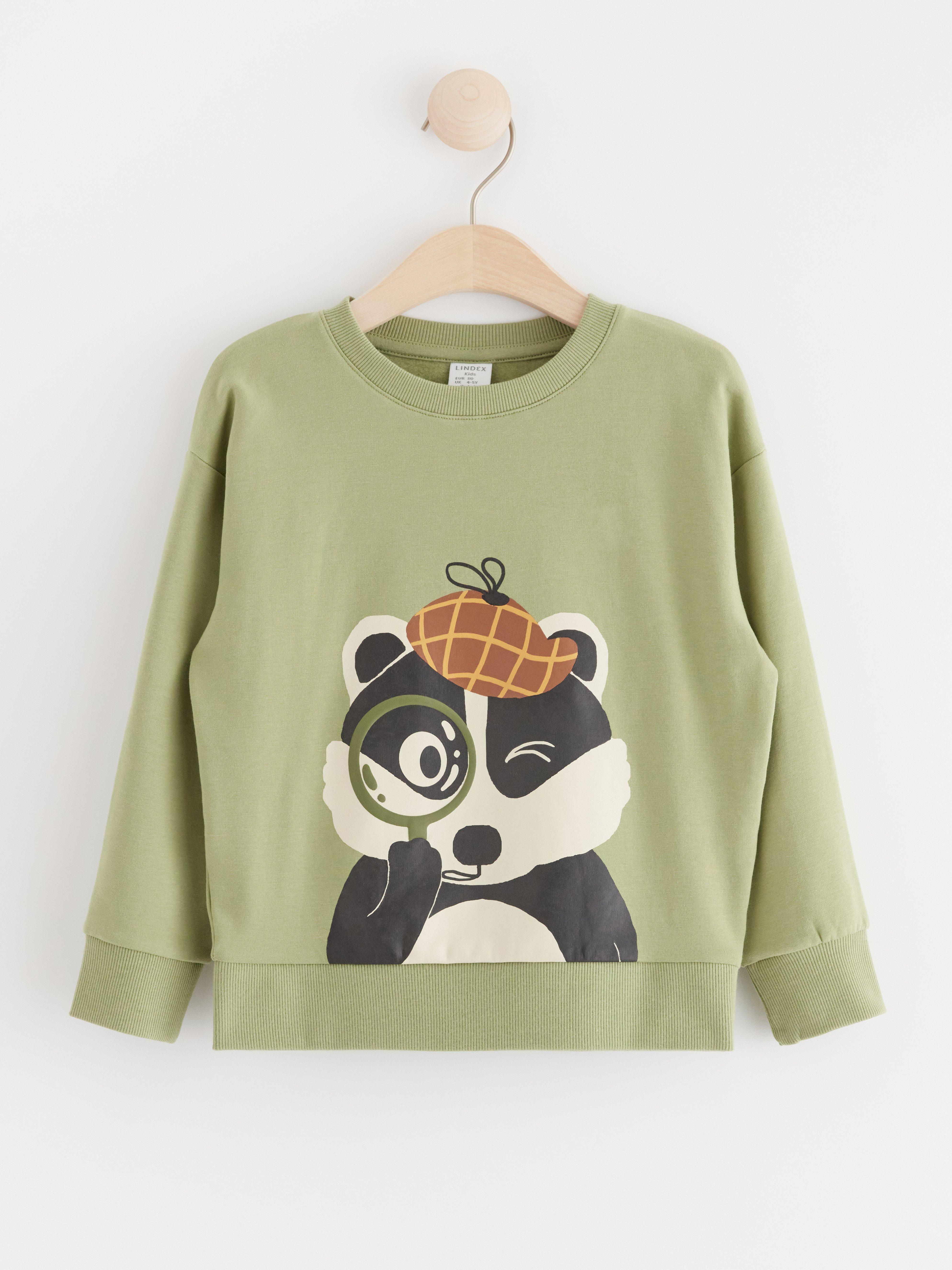 Sweatshirts with animal motif Dark Dusty Lime