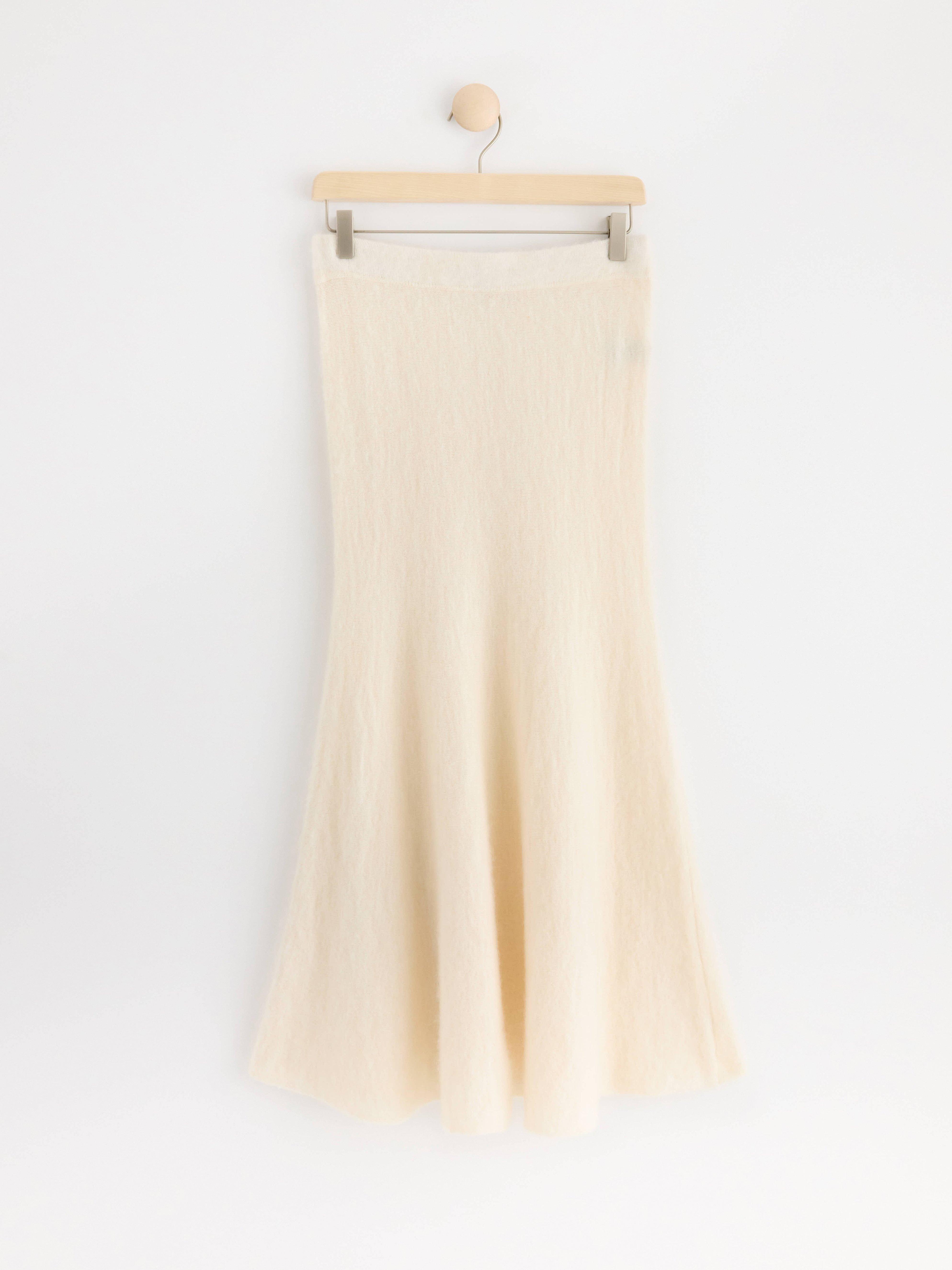 Knitted midi skirt in wool blend Off White