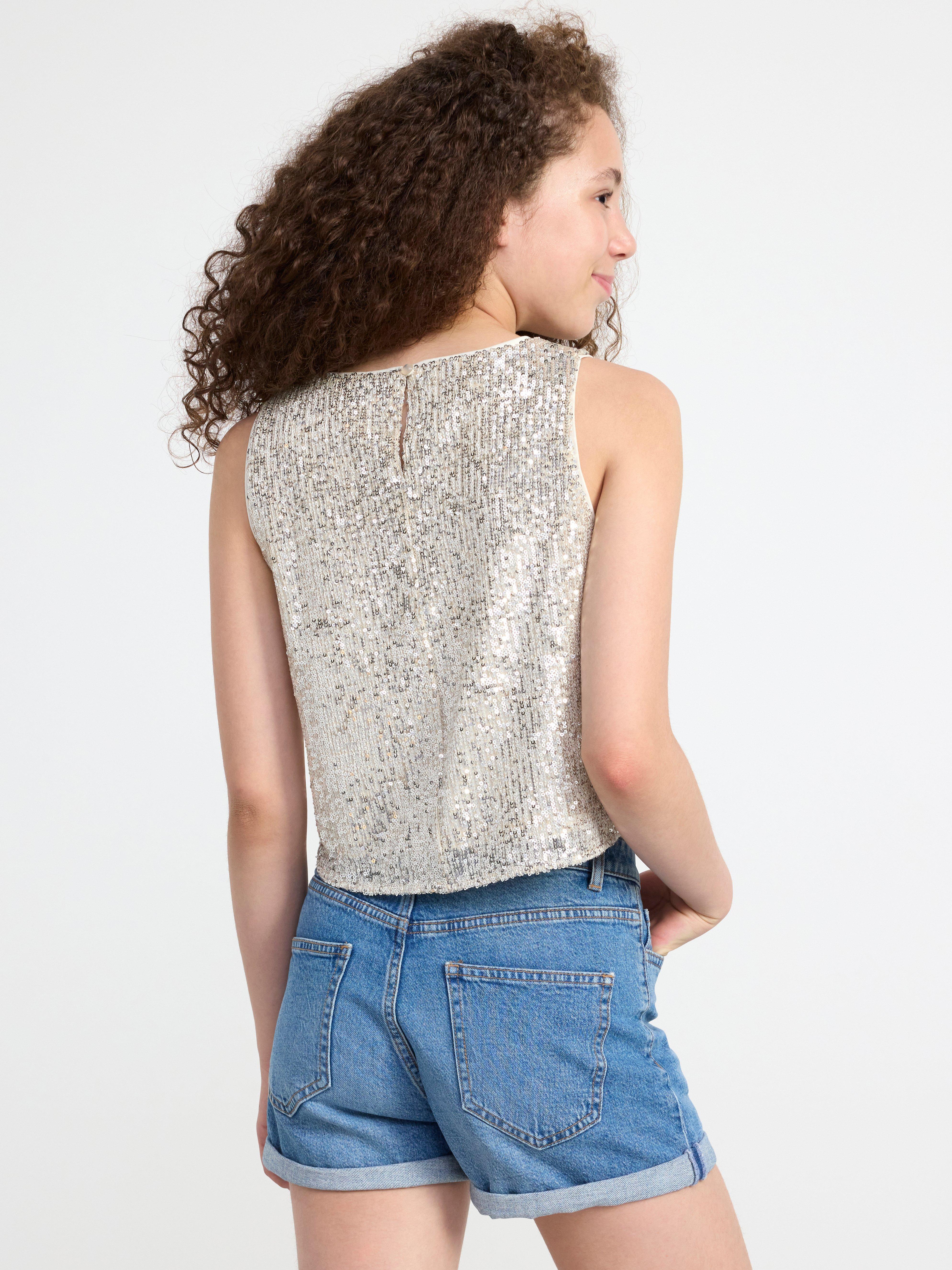 Sequin top Silver