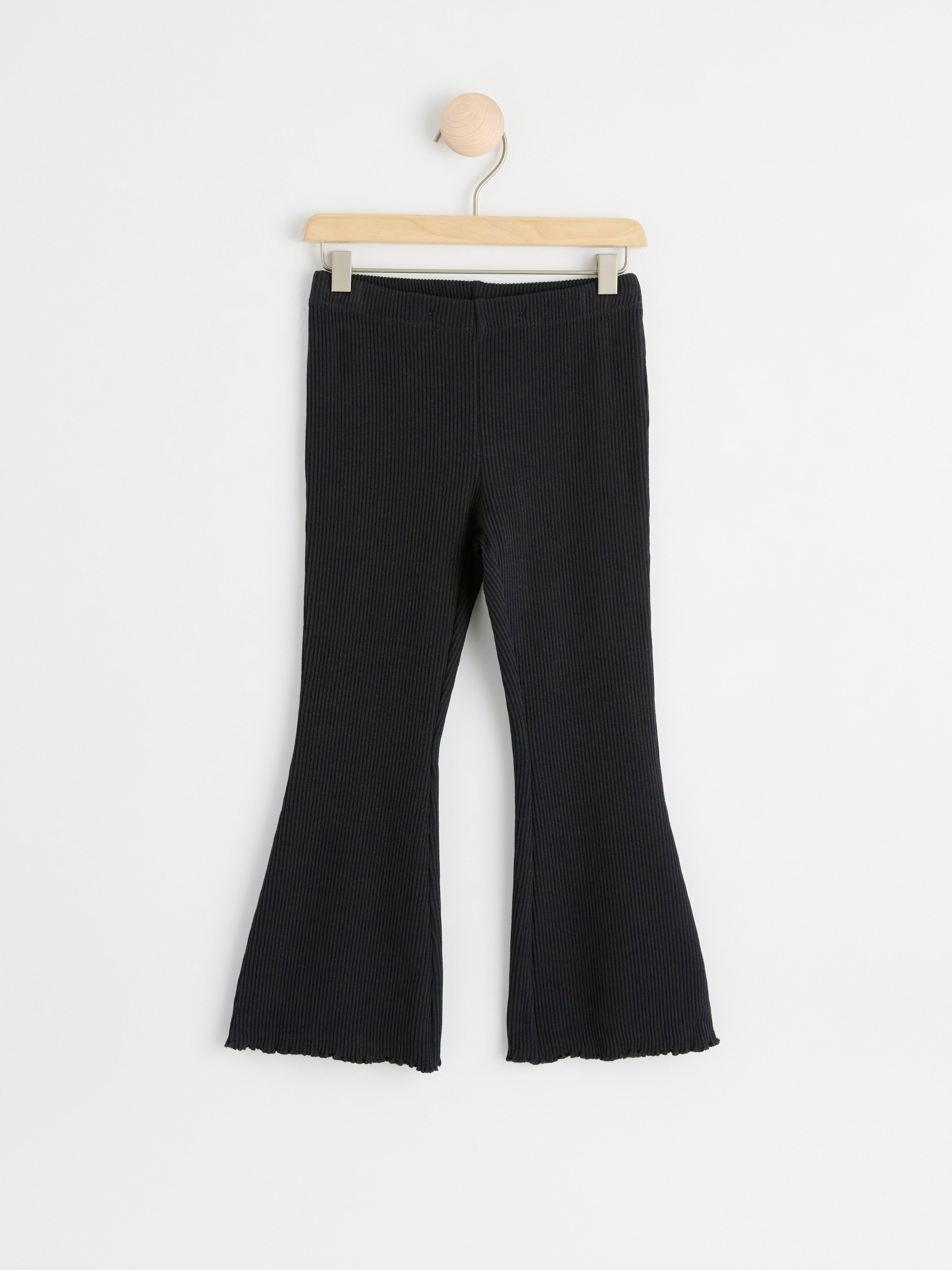 Ribbed flared leggings Off black