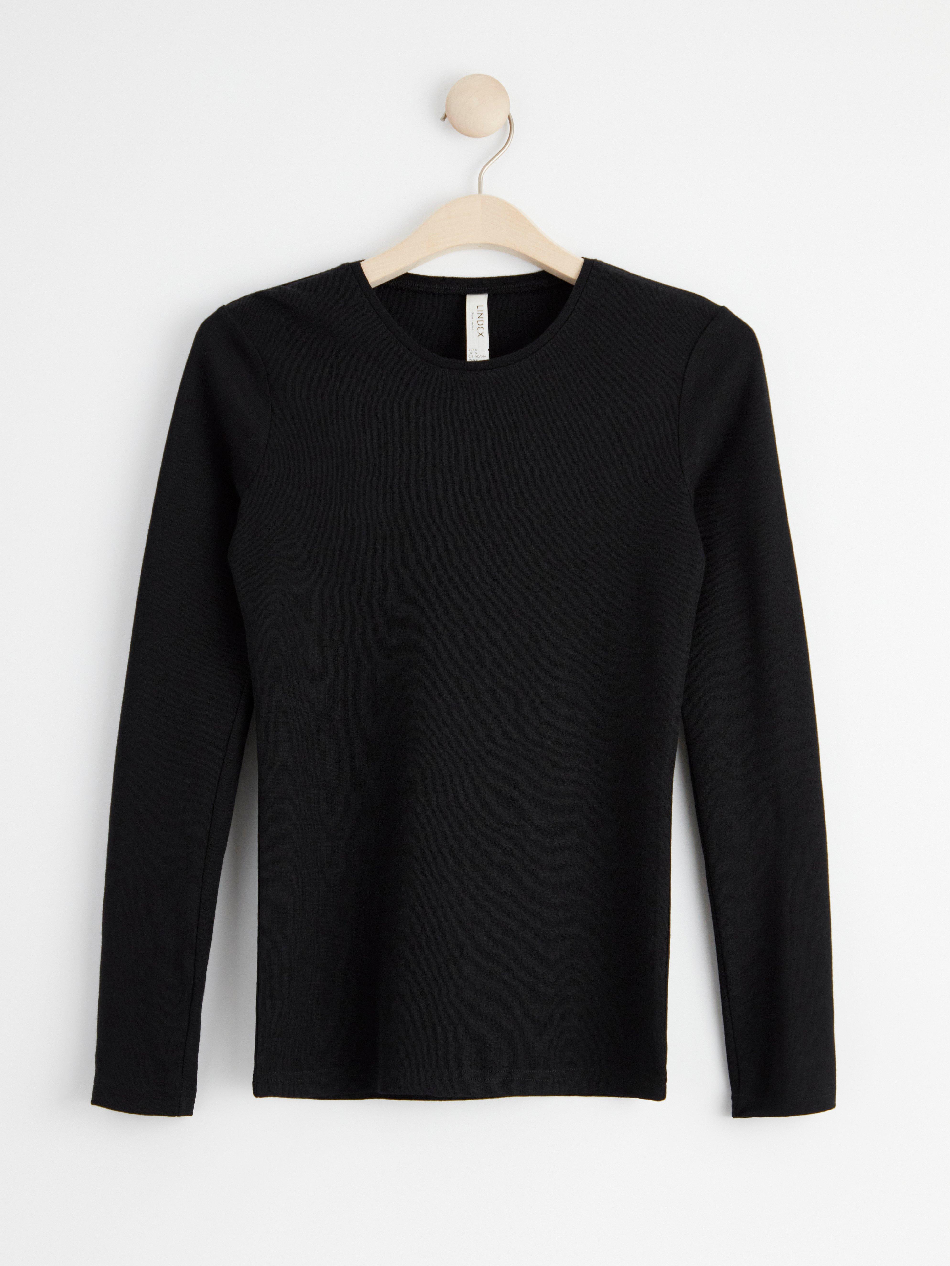 Long sleeve top in merino wool Black