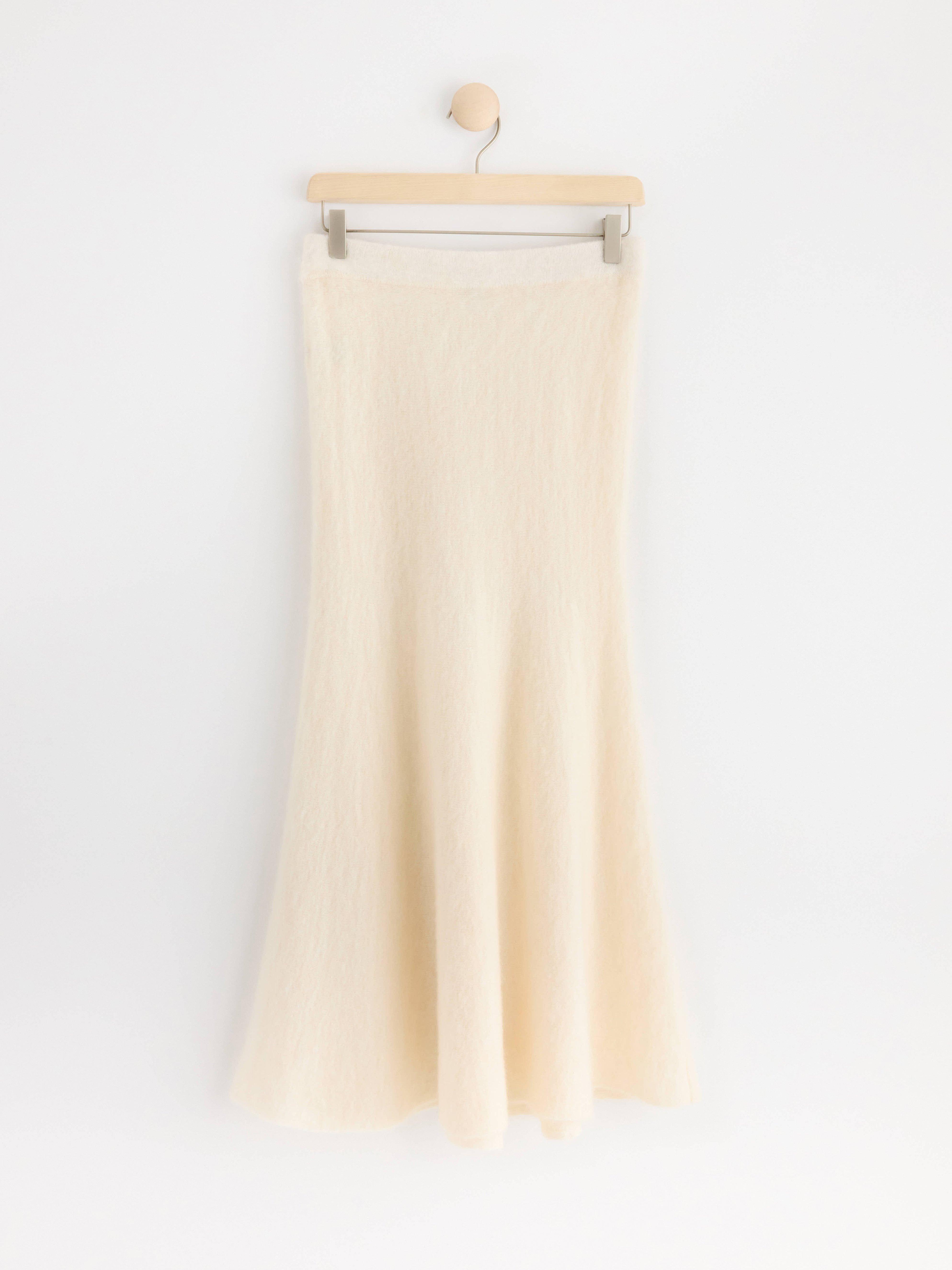 Knitted midi skirt in wool blend Off White