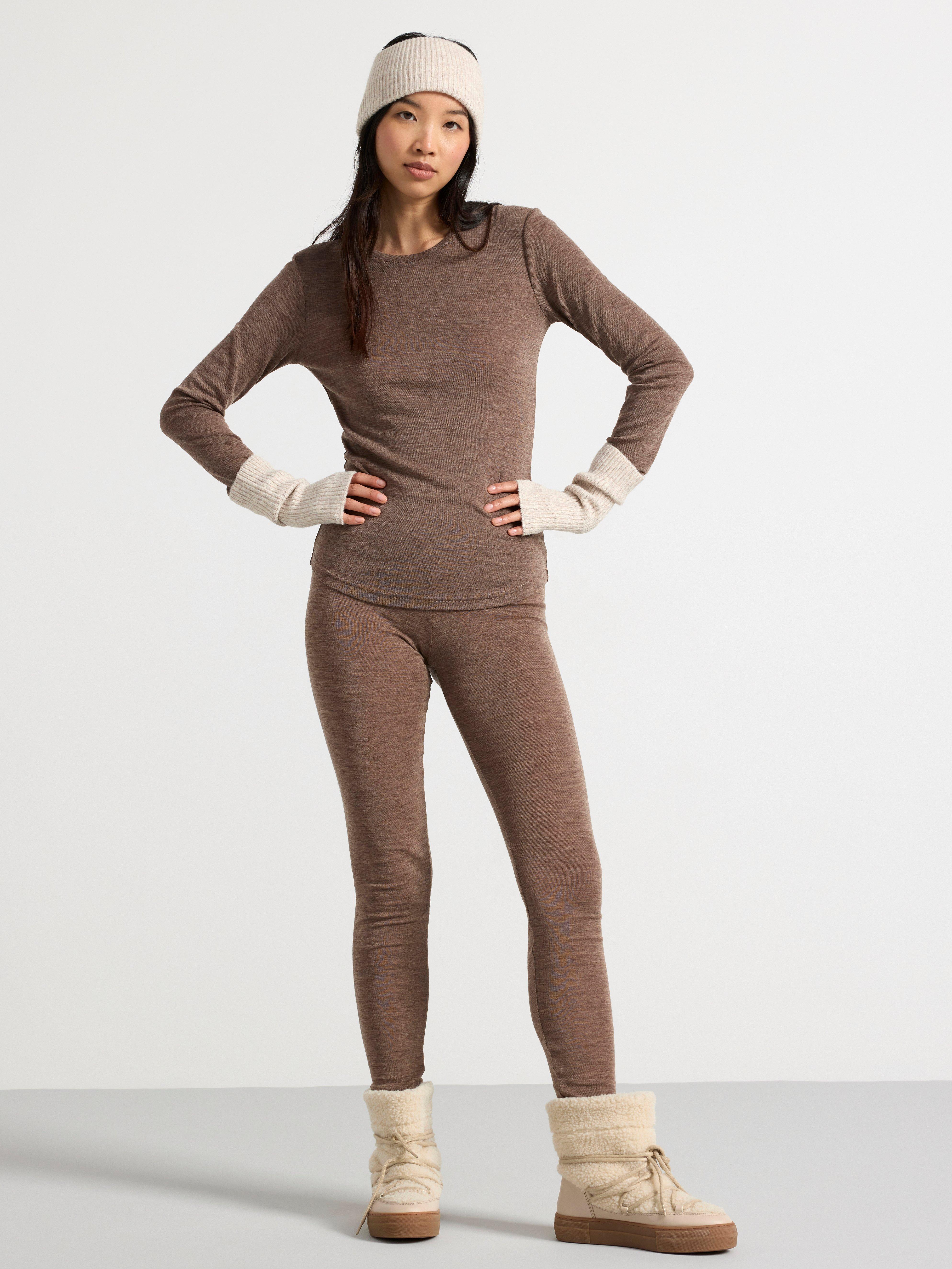 Long sleeve top in merino wool Brown melange