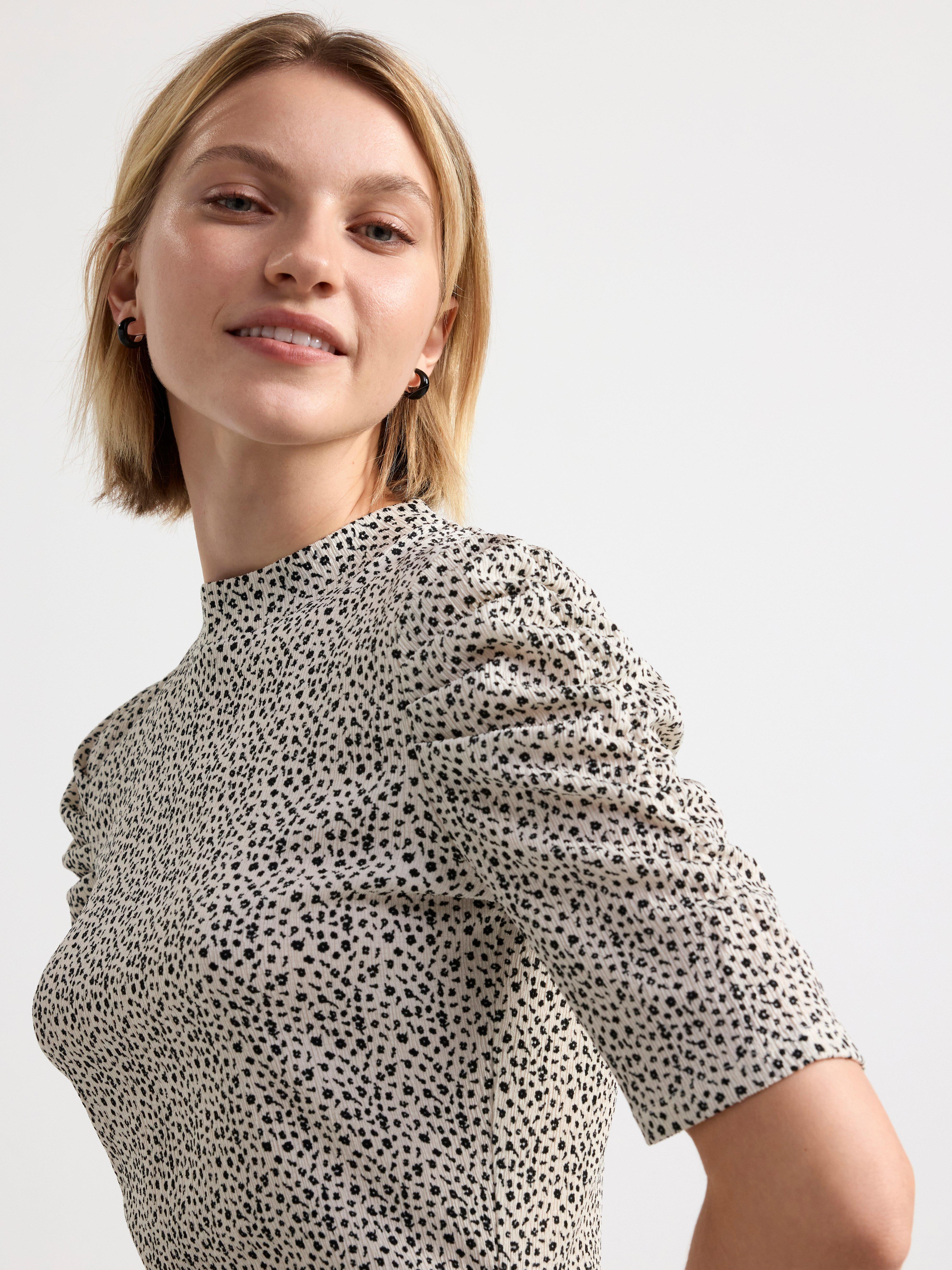 Patterned midi dress Light Beige