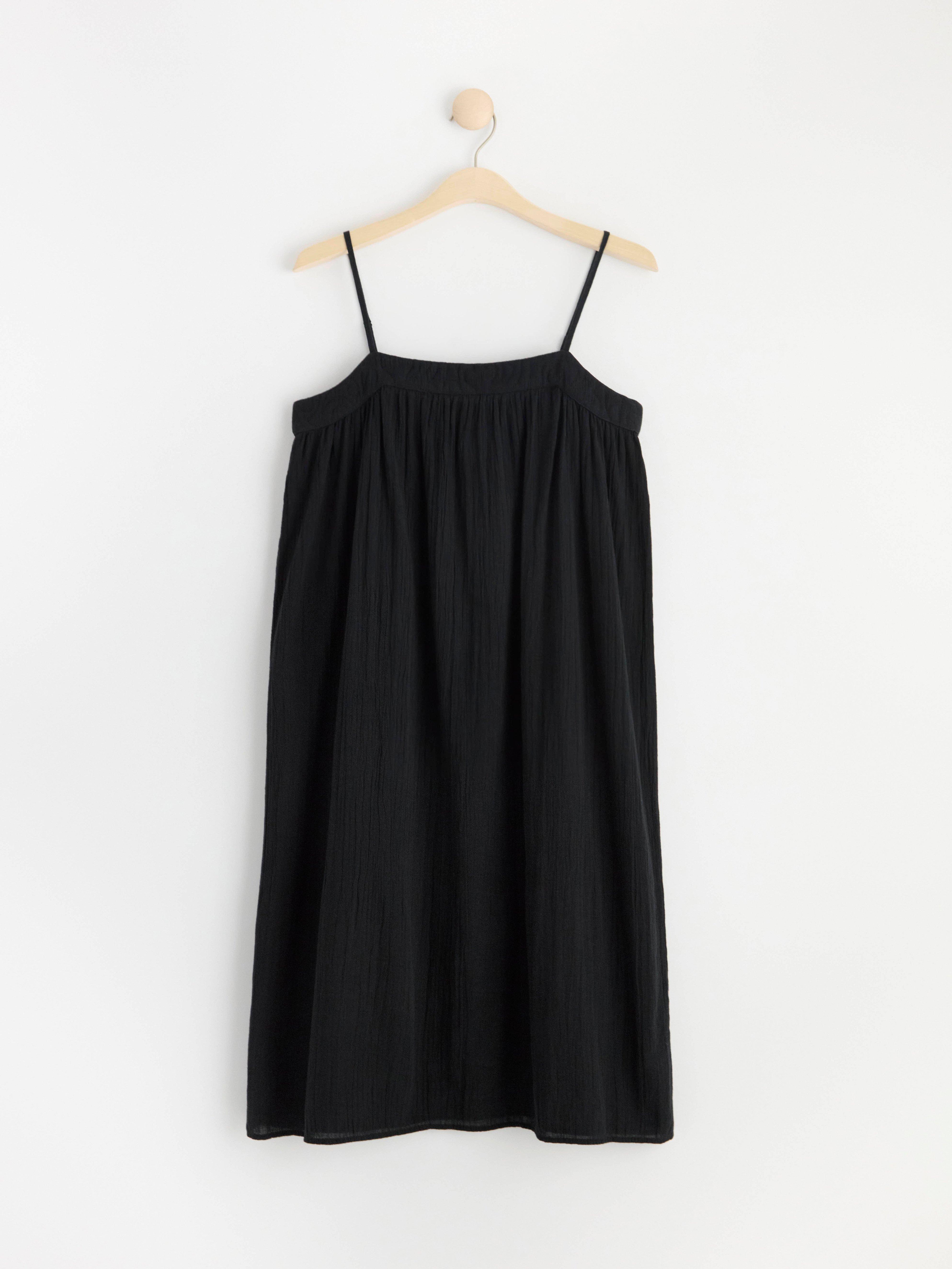 Sun dress in crinkled cotton Black