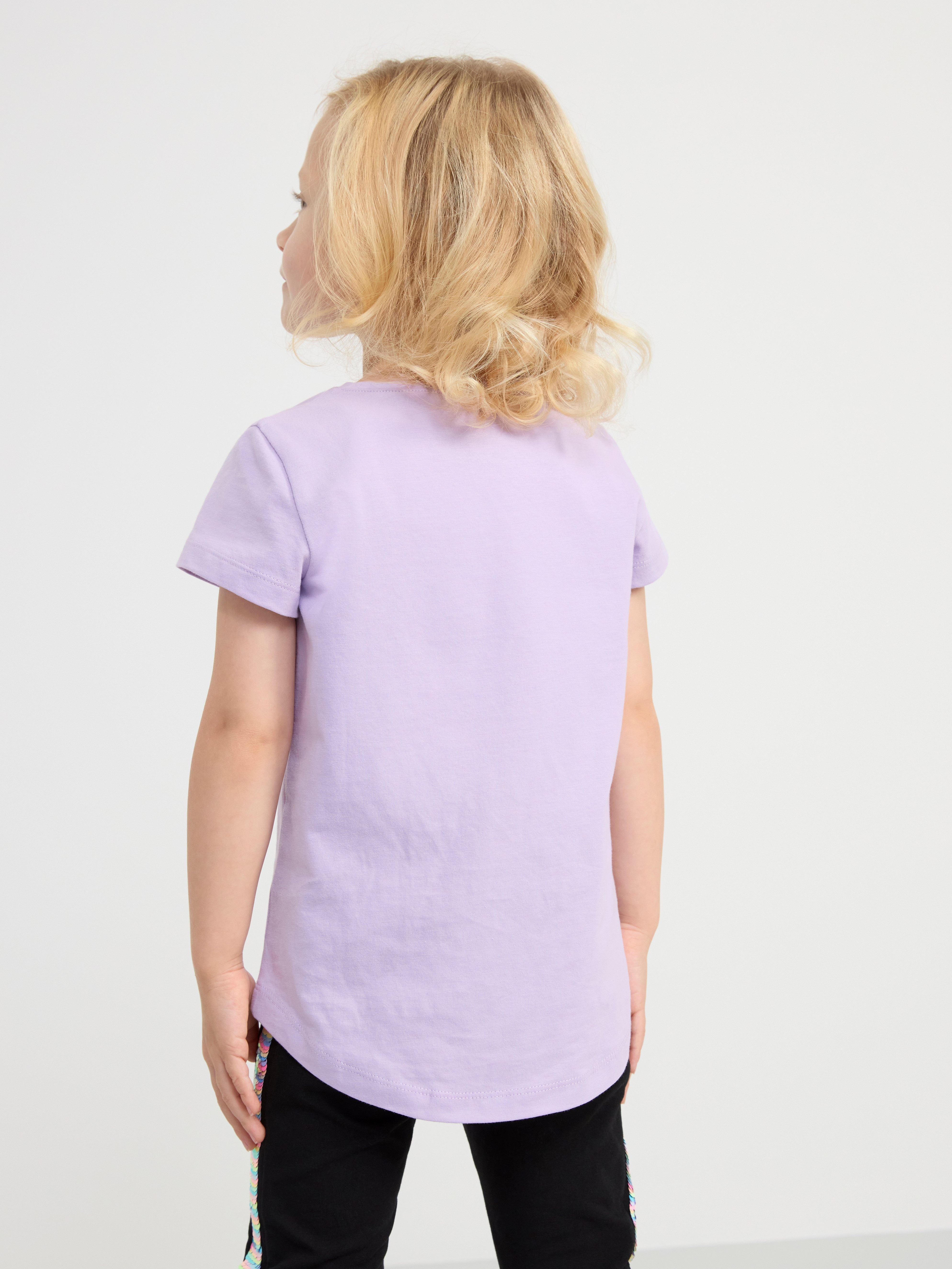 Short sleeve top with reversible sequins Light Lilac