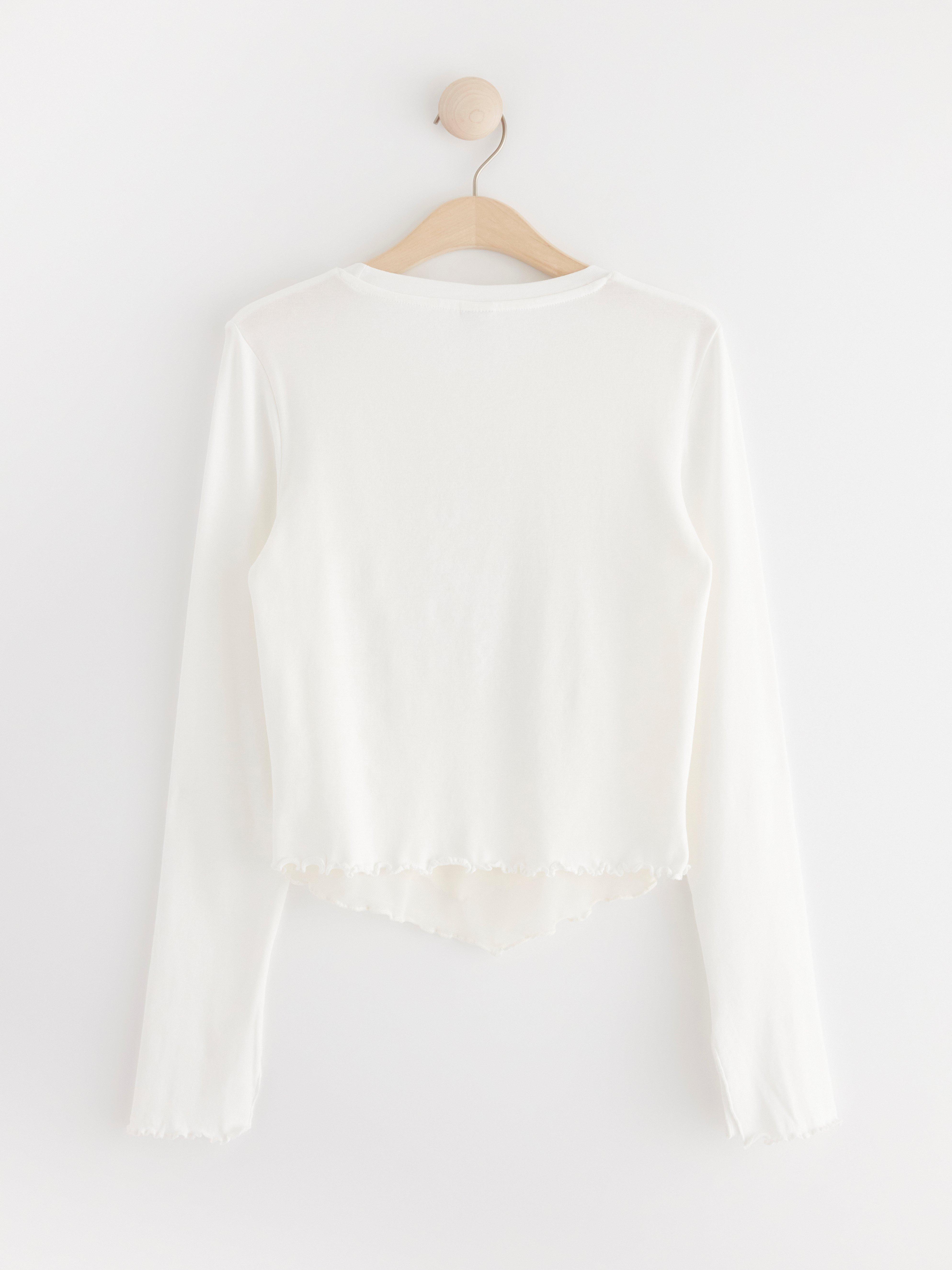 Long sleeve top with print and mesh Off White