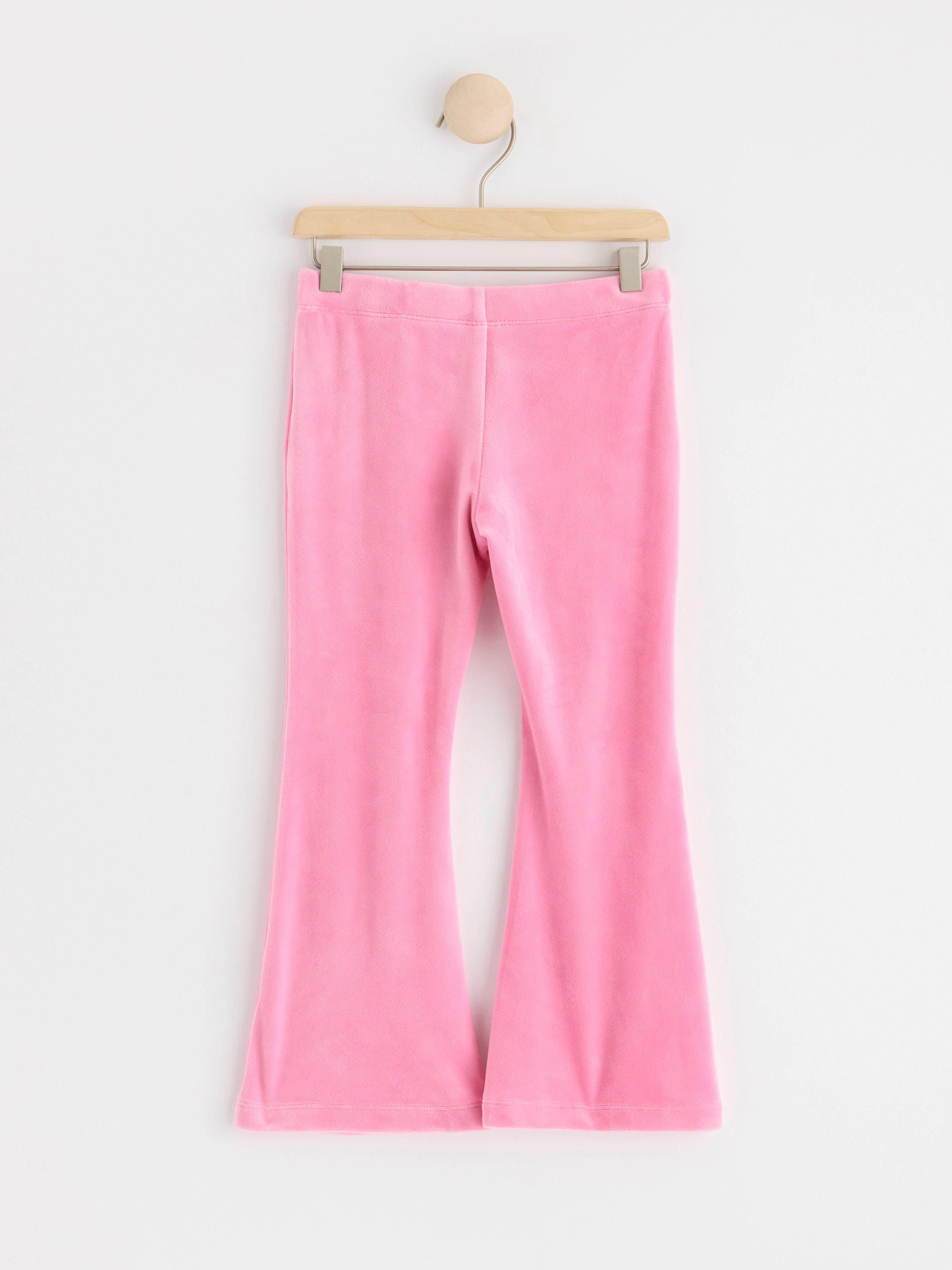 Flared velour trousers Pink