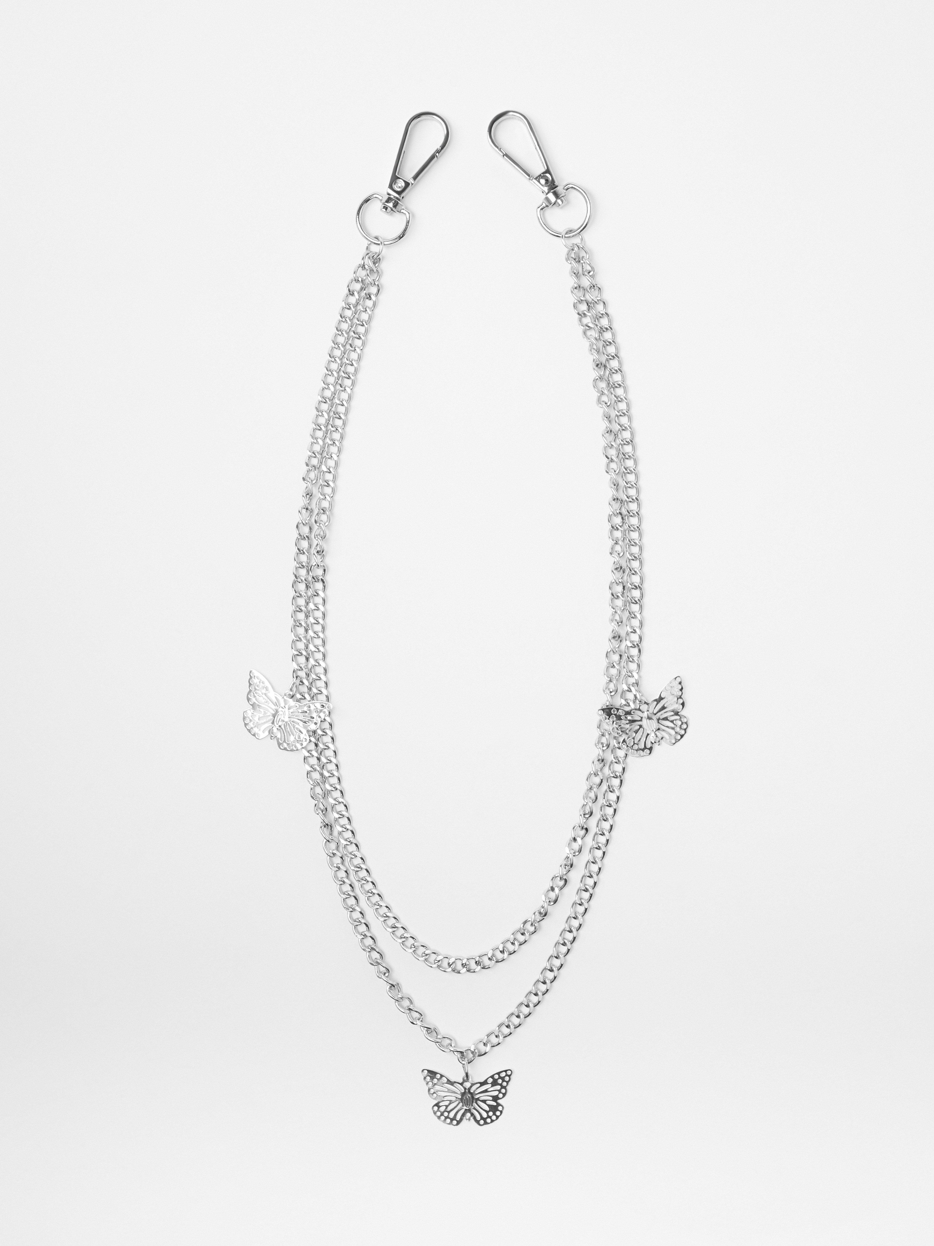 Decoration chain with butterflies Silver