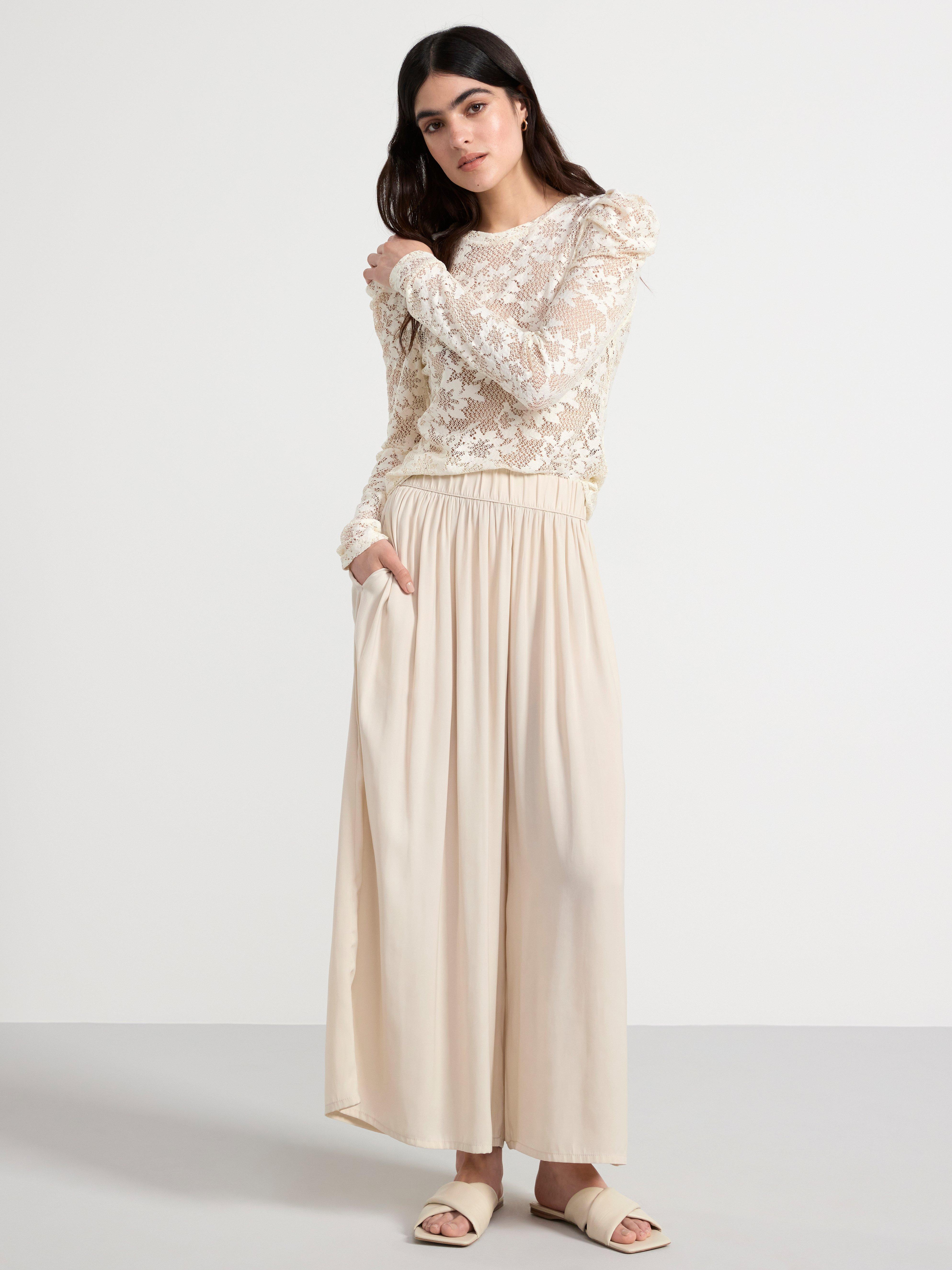 Long sleeve lace top Off White