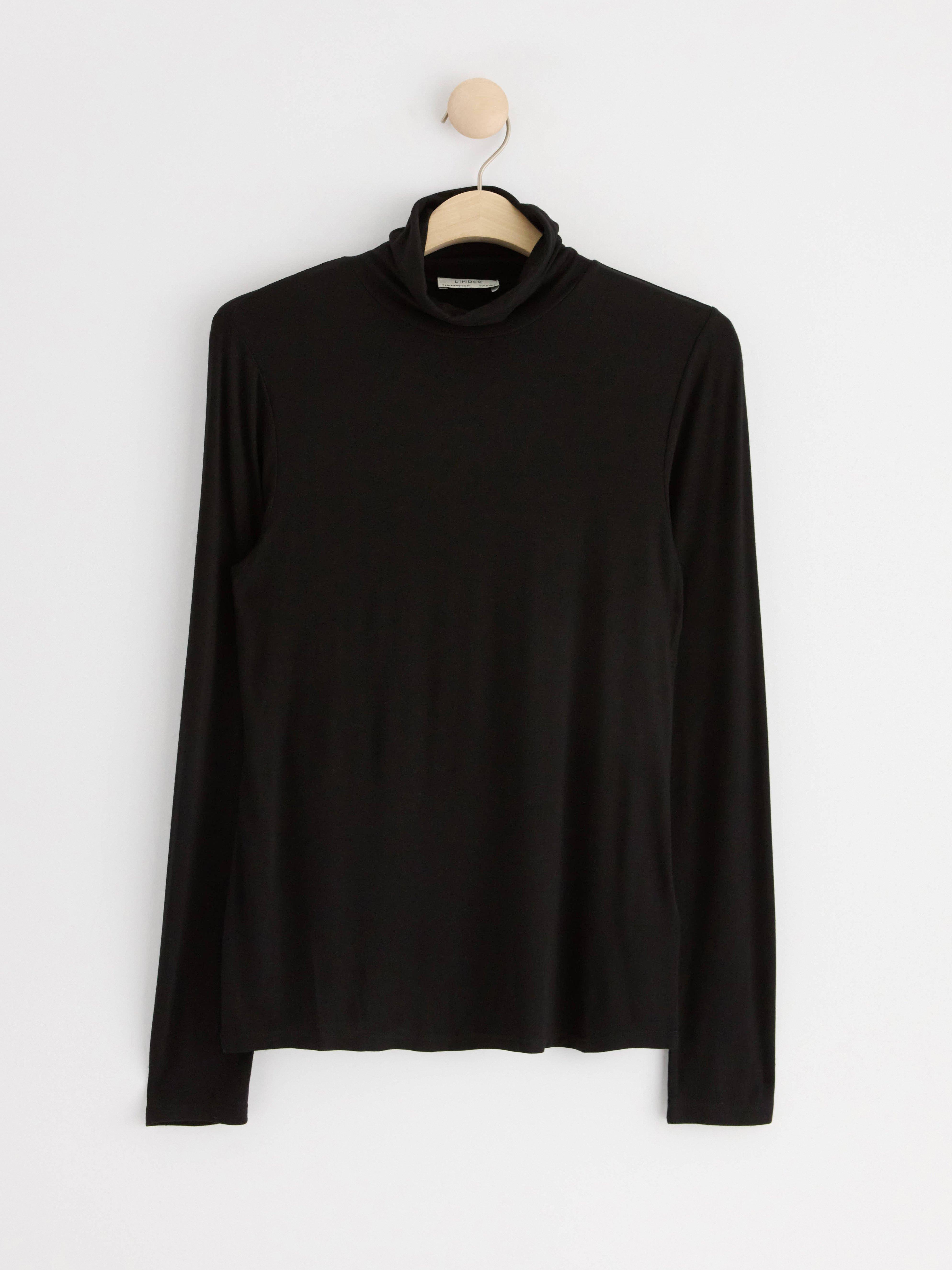 Long sleeve roll neck top Black