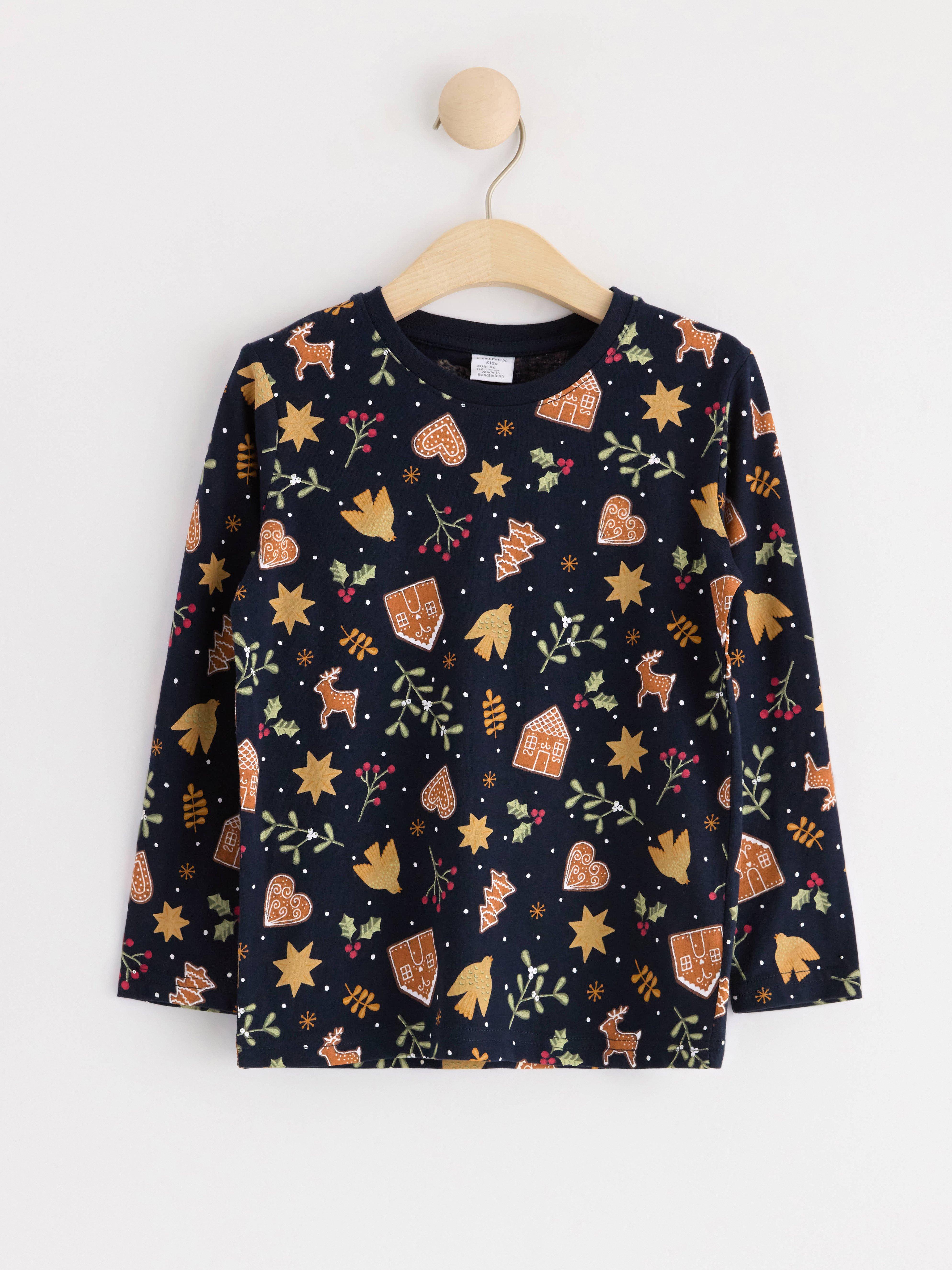 Long sleeve top with gingerbread Dark Navy