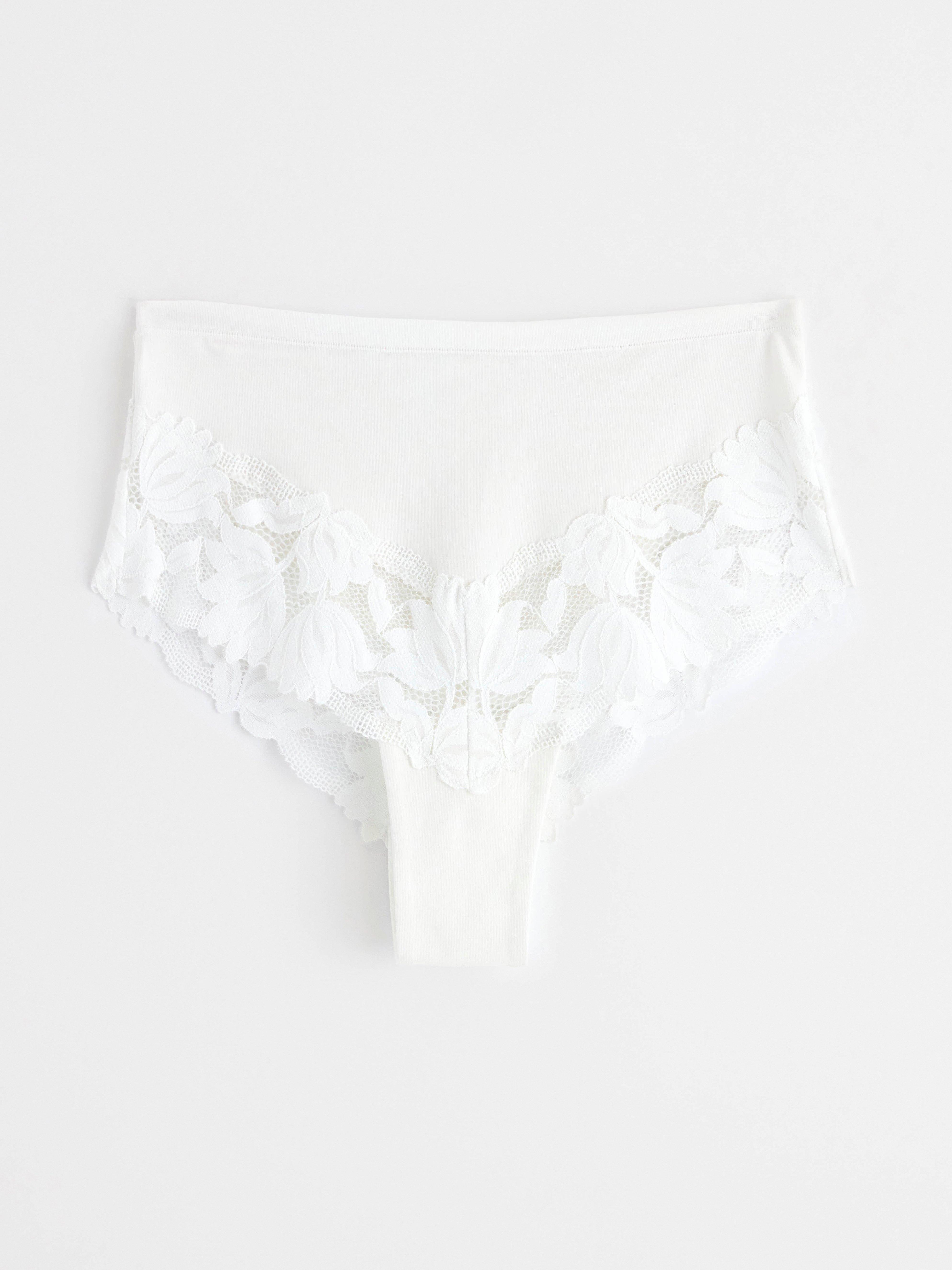 Brazilian briefs high waist with lace White