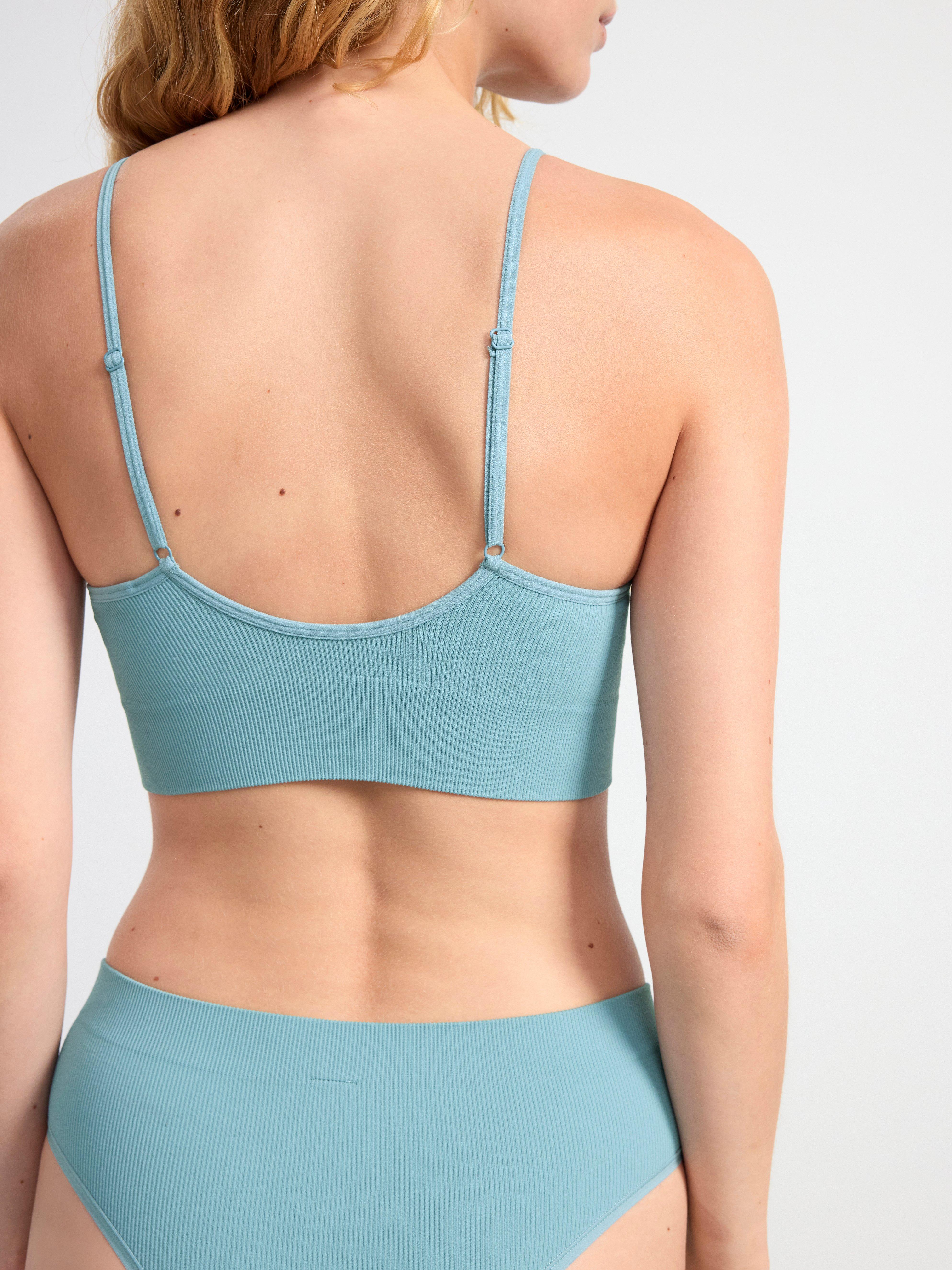 Seamless ribbed soft bra Dusty Blue