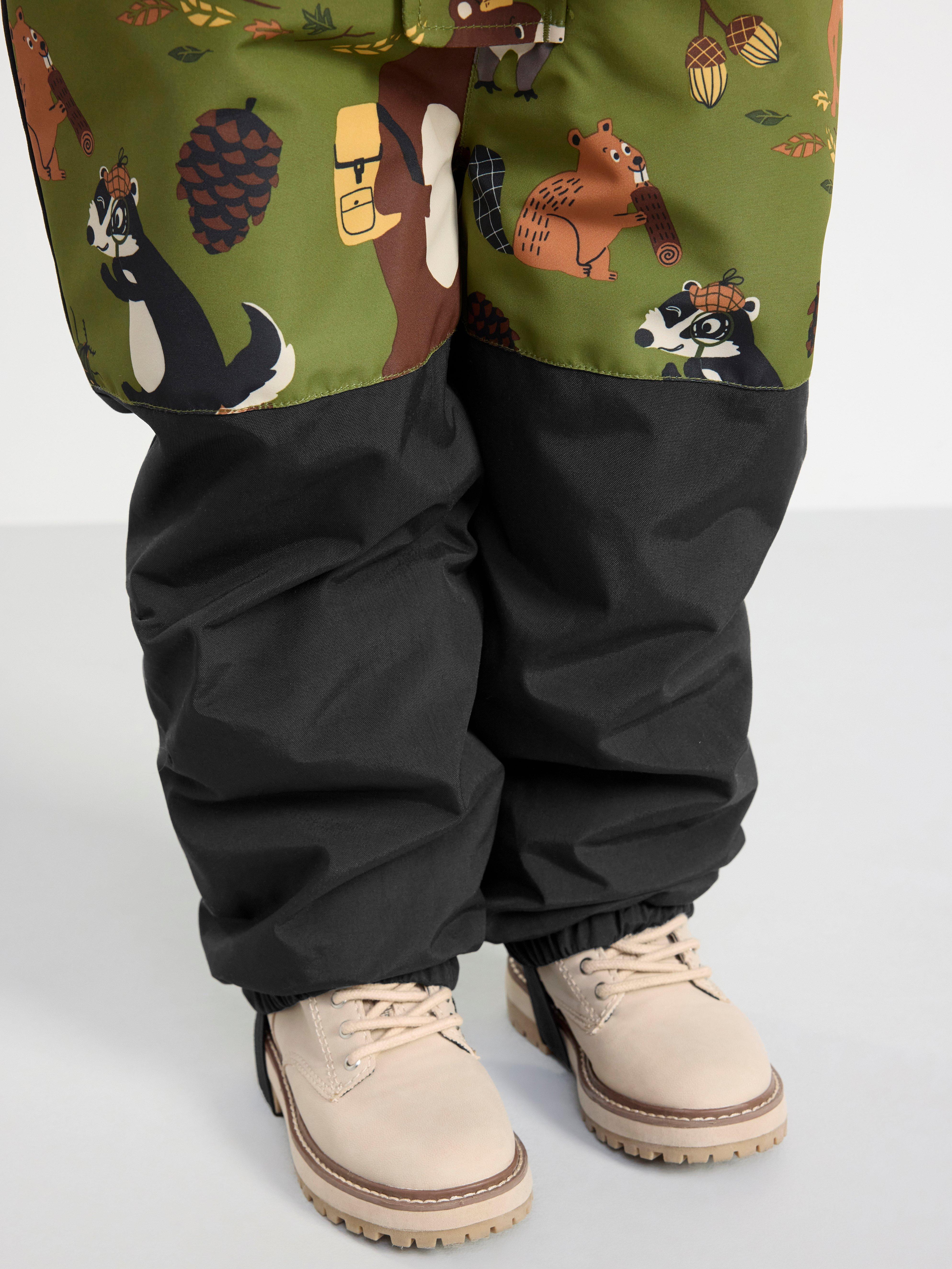 FIX Overall with animal print waterproof Dark Green