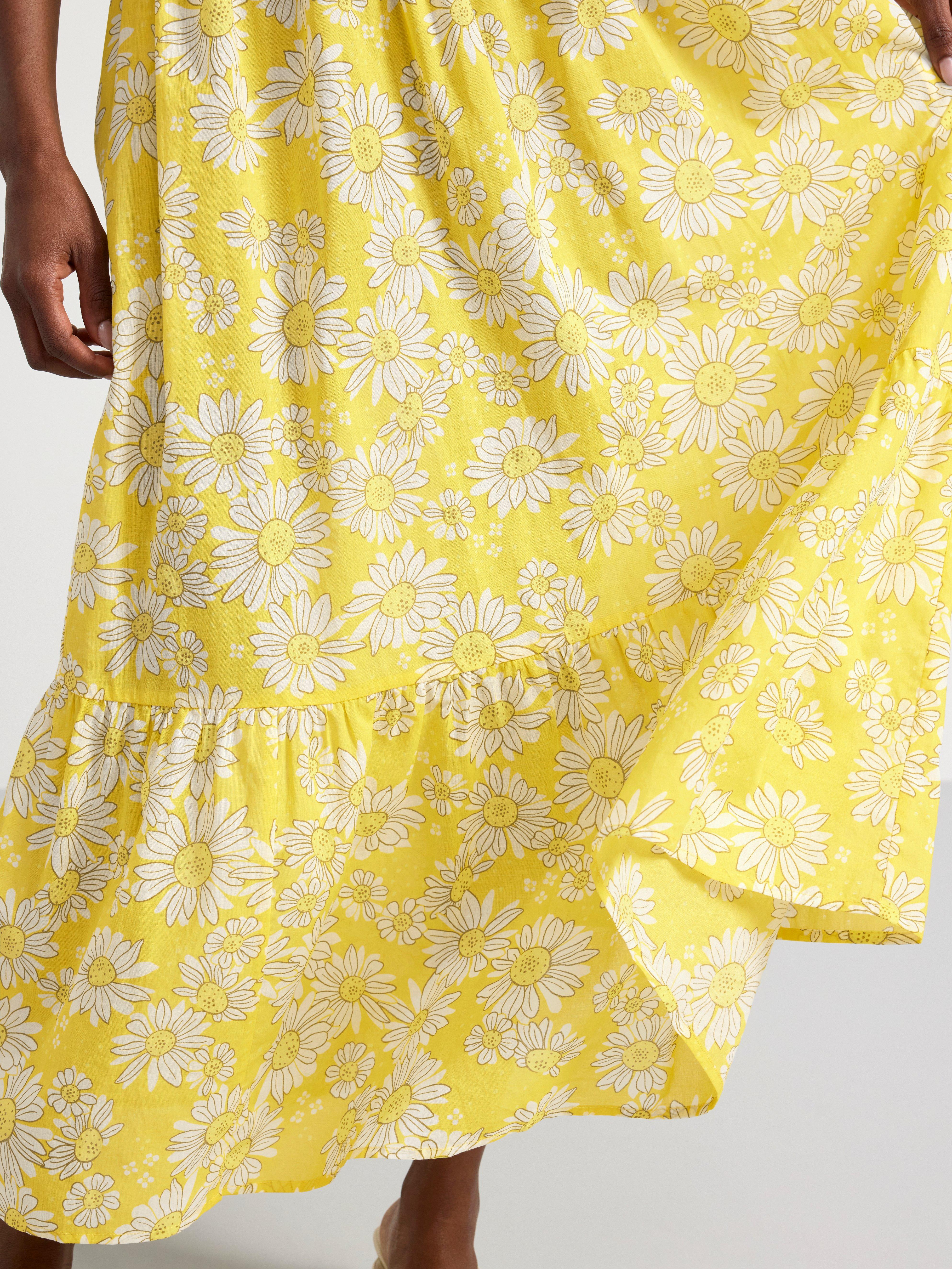 Floral dress with smock Yellow