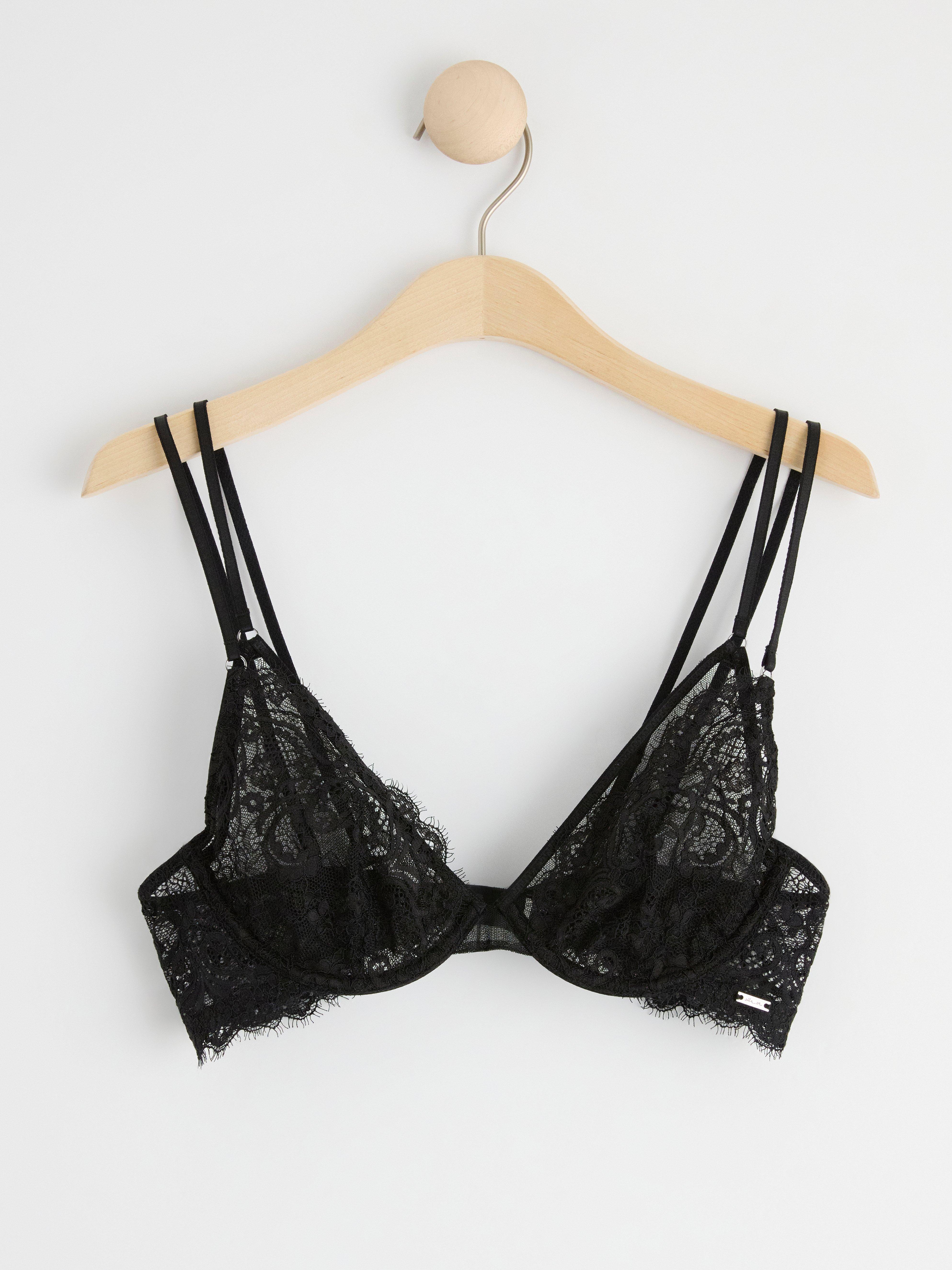 Unpadded bra with lace Black