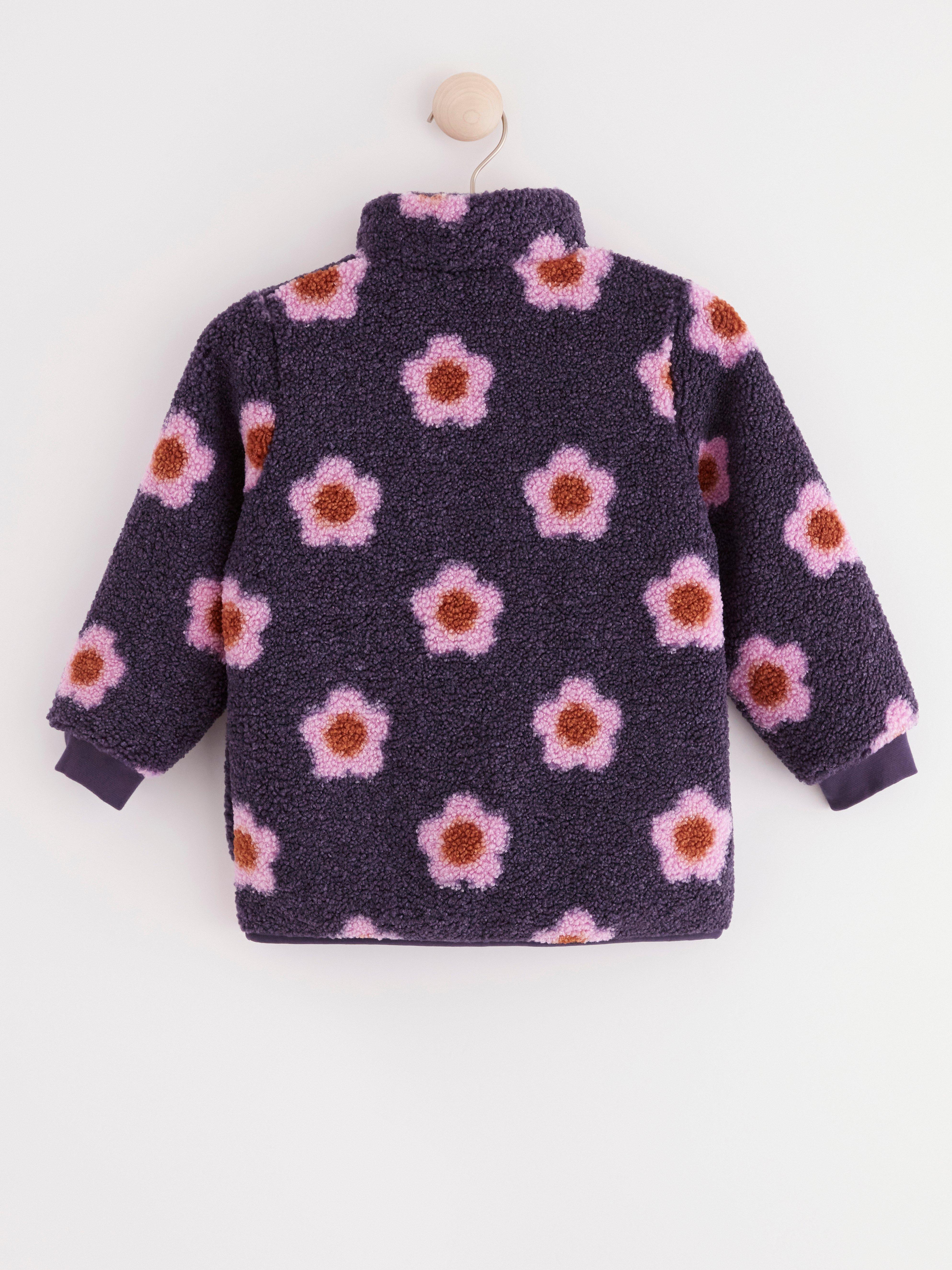Pile jacket with flowers Dark Lilac