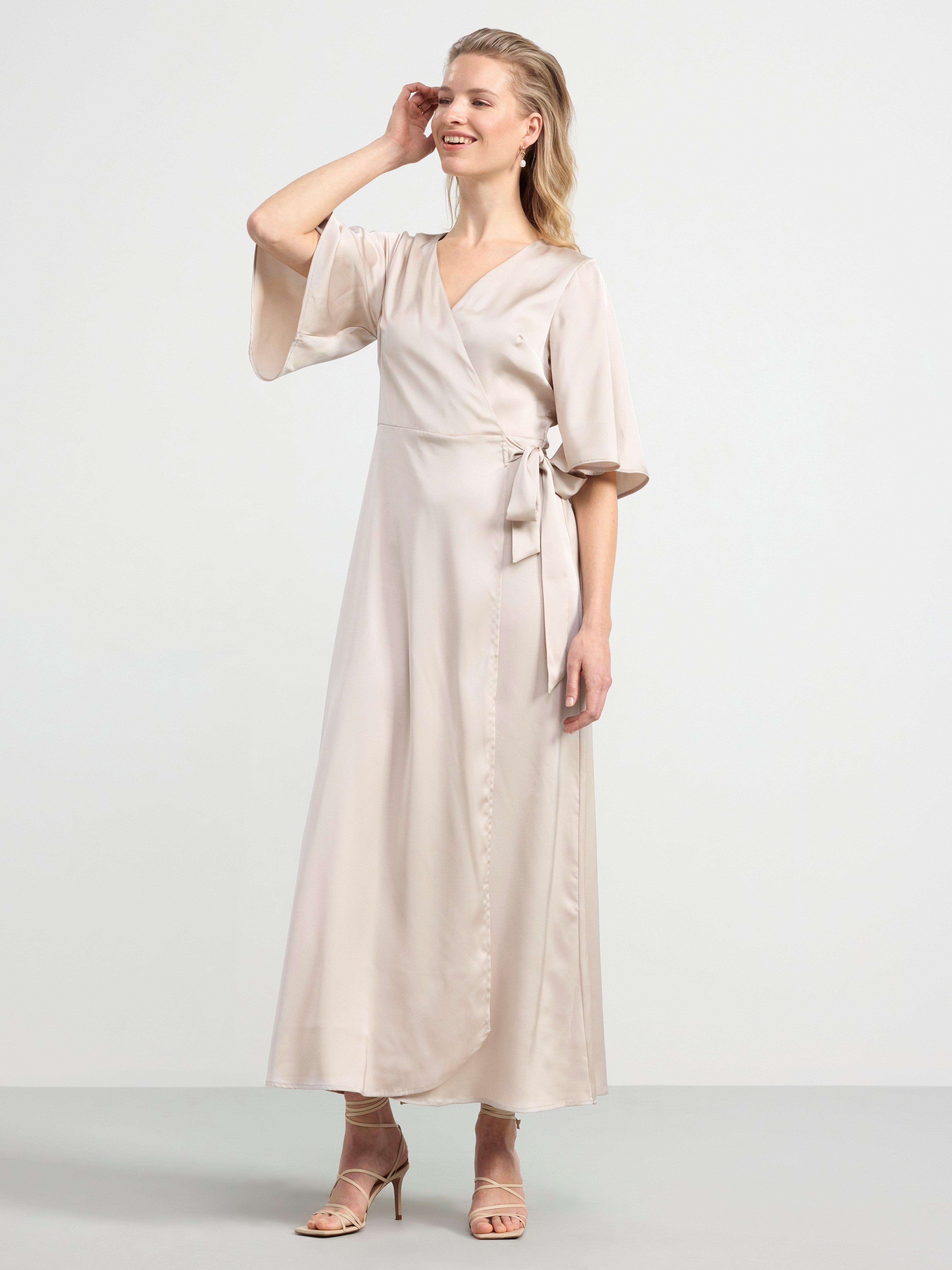 Satin wrap dress Light Dusty Grey
