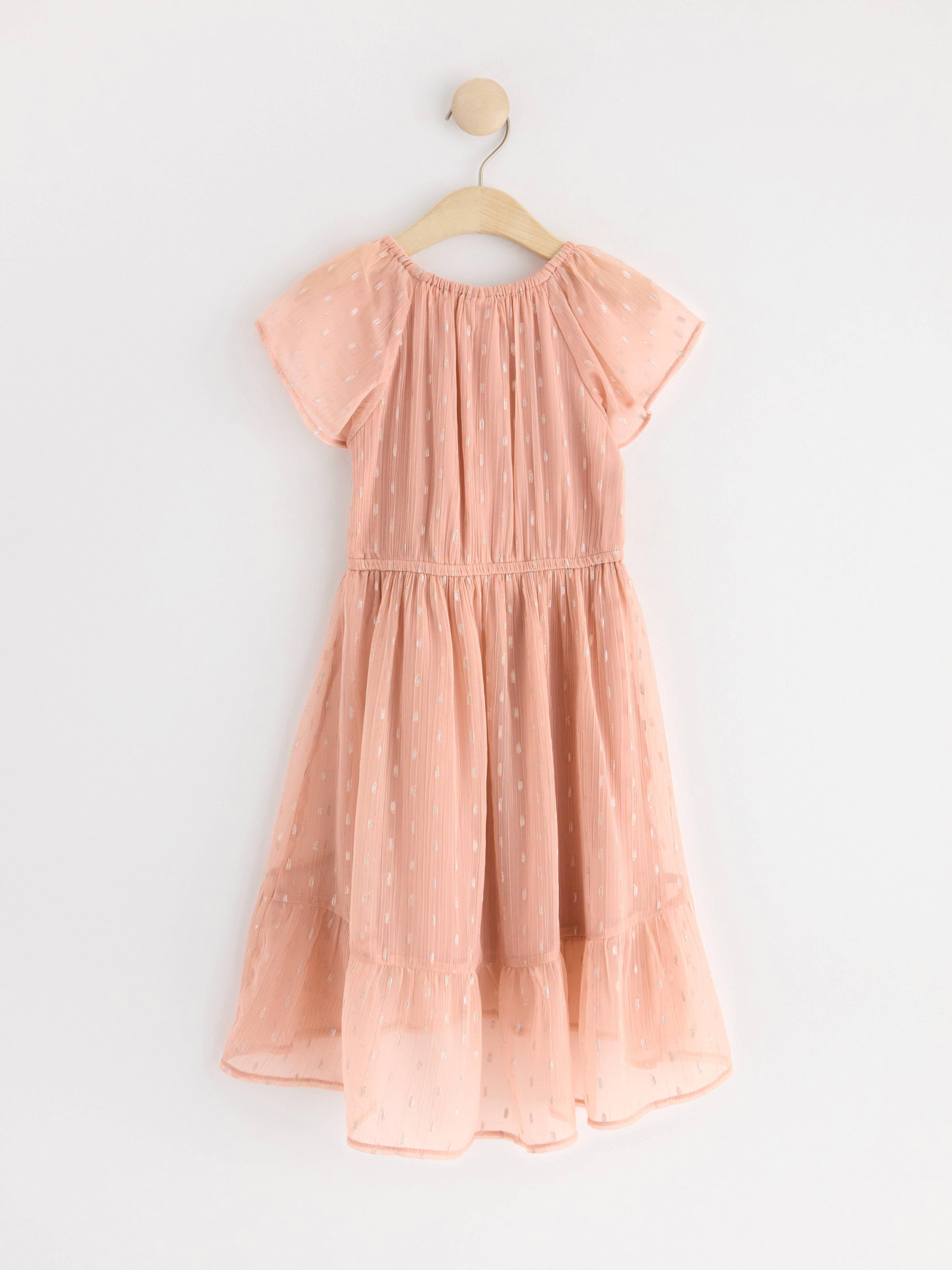 Short sleeve chiffon dress Dusty Pink