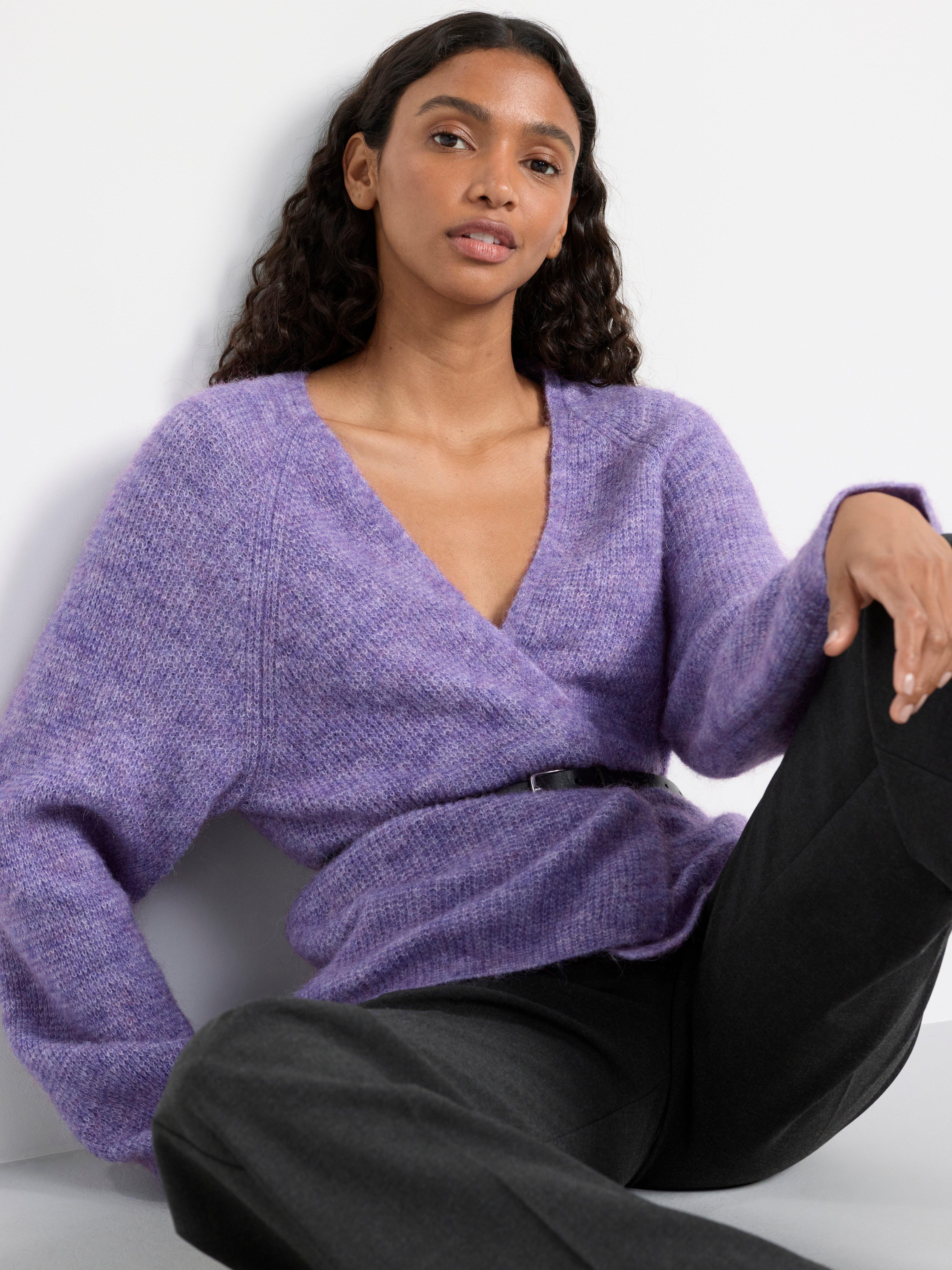 Cardigan in wool blend lilac