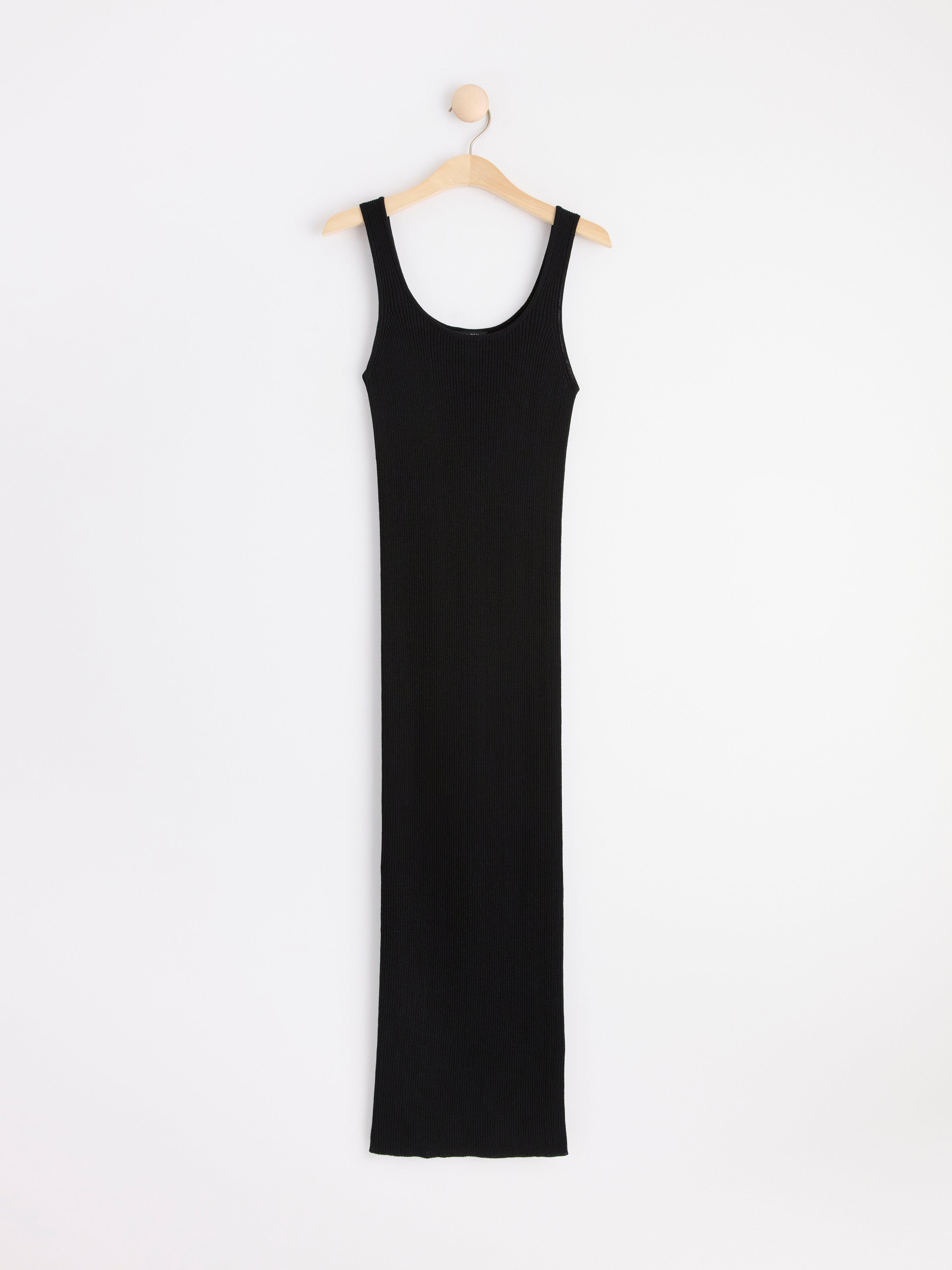 Knitted sleeveless midi dress Black
