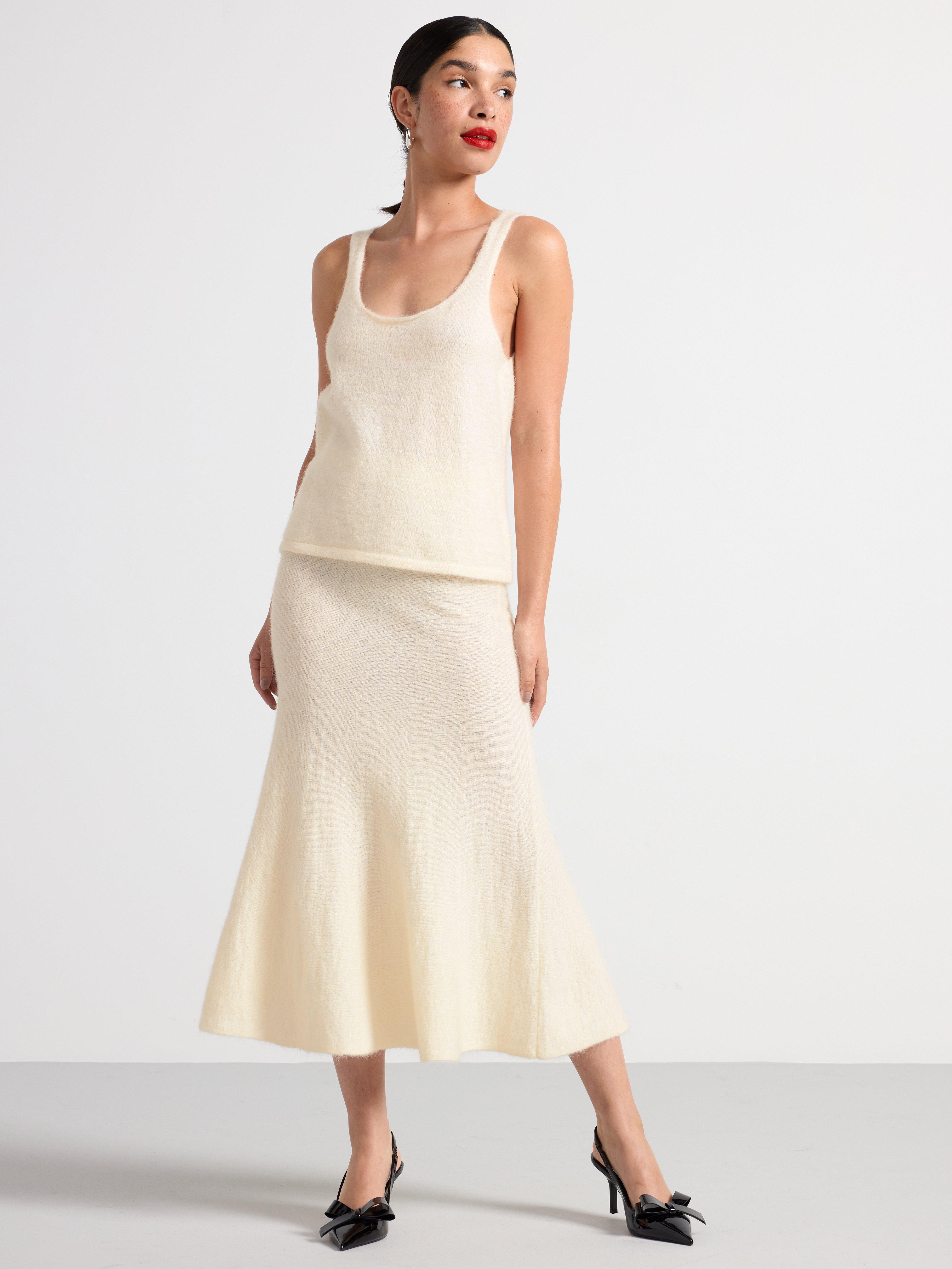 Knitted camisole in wool blend Off White