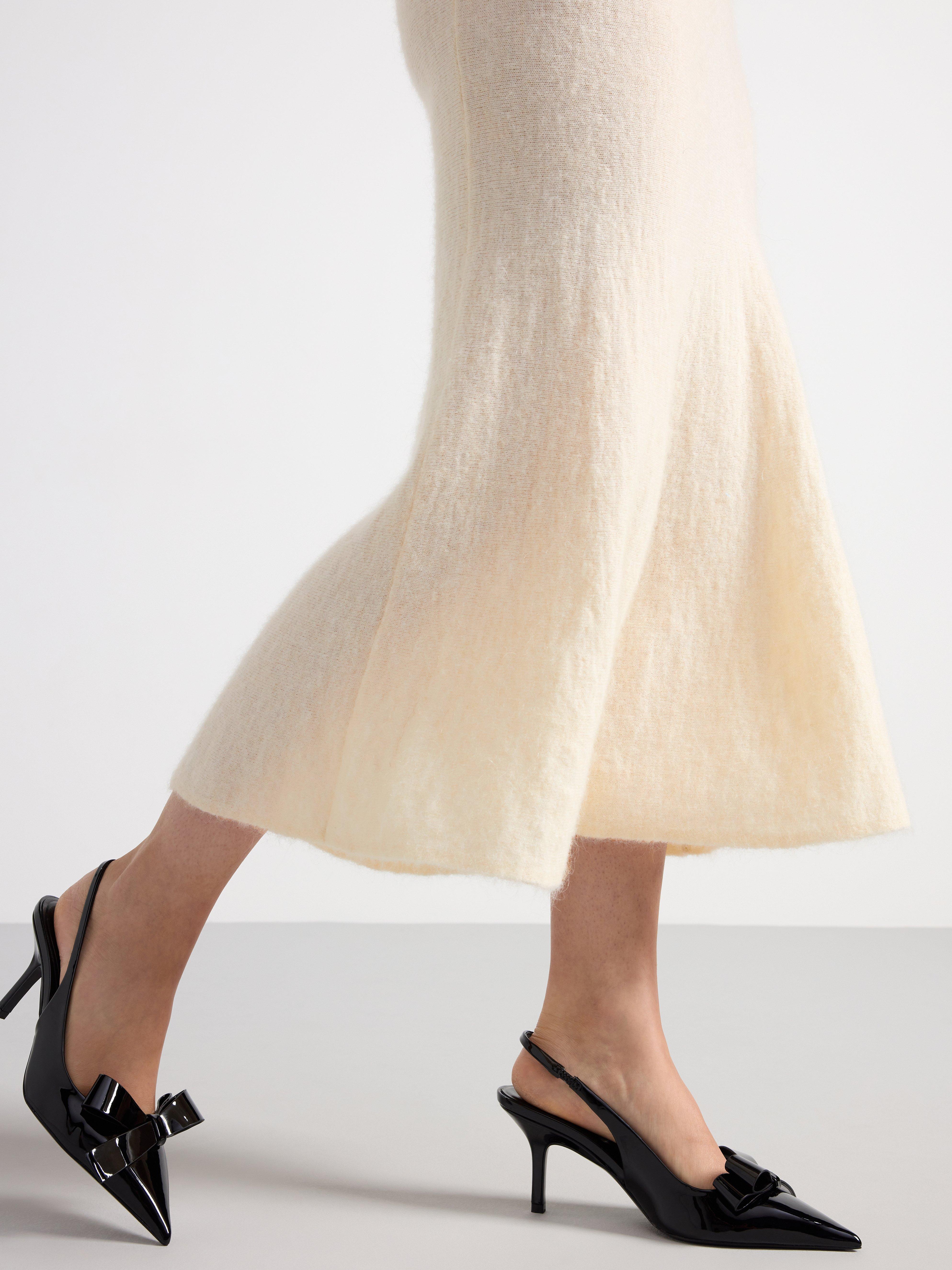 Knitted midi skirt in wool blend Off White