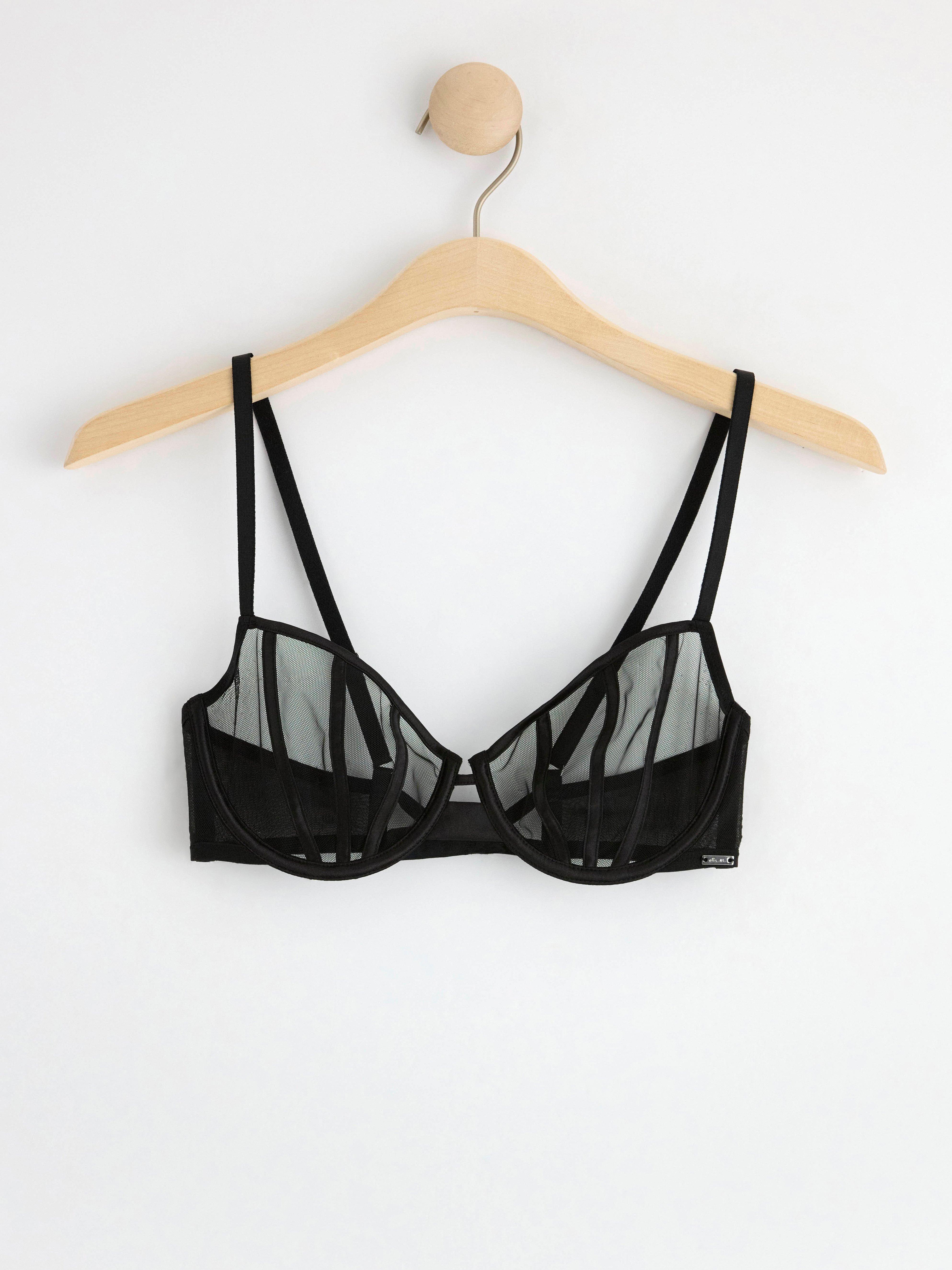 Senna unpadded bra with mesh Black