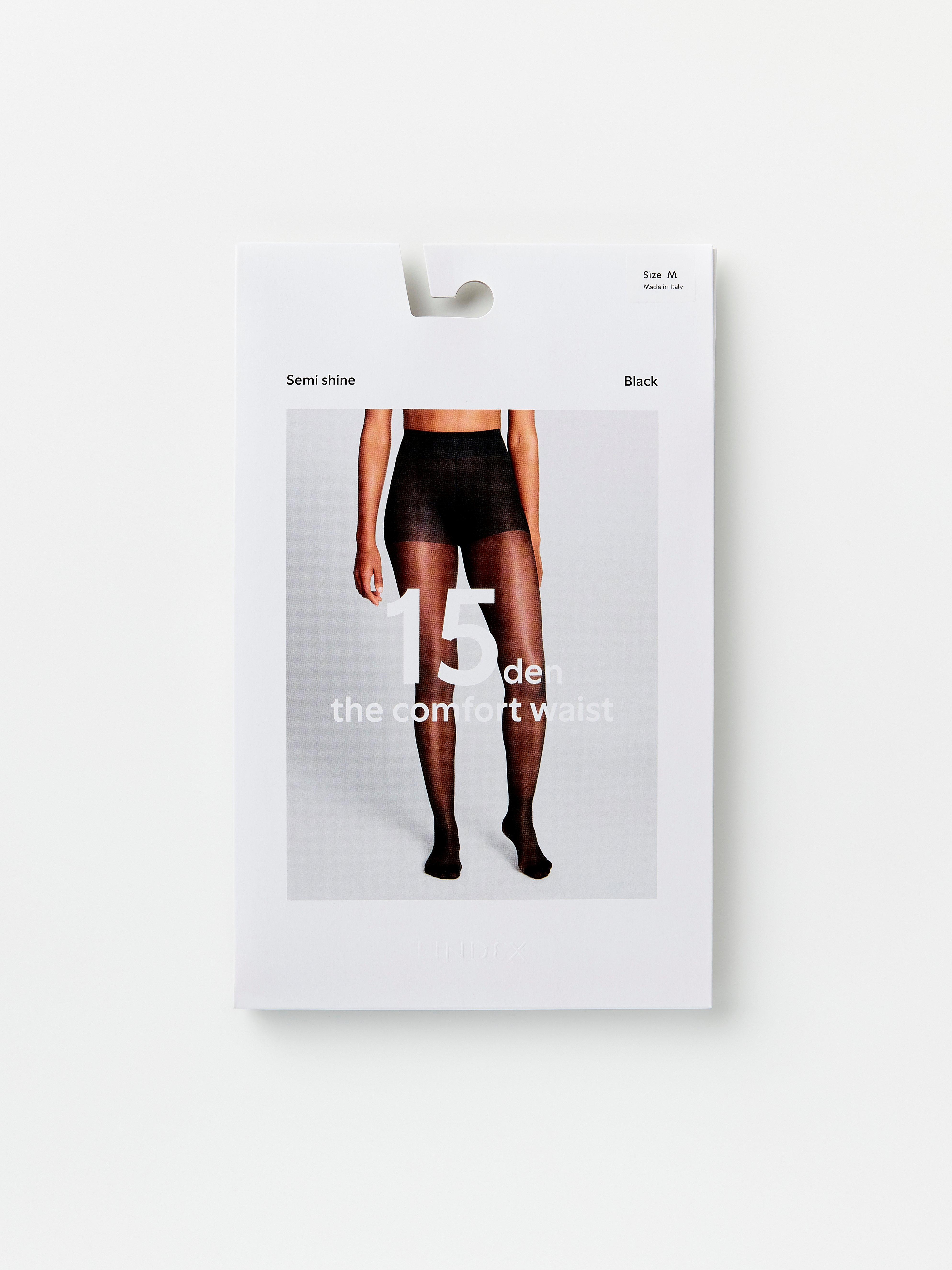 Comfort waist semi shine tights 15 denier Black