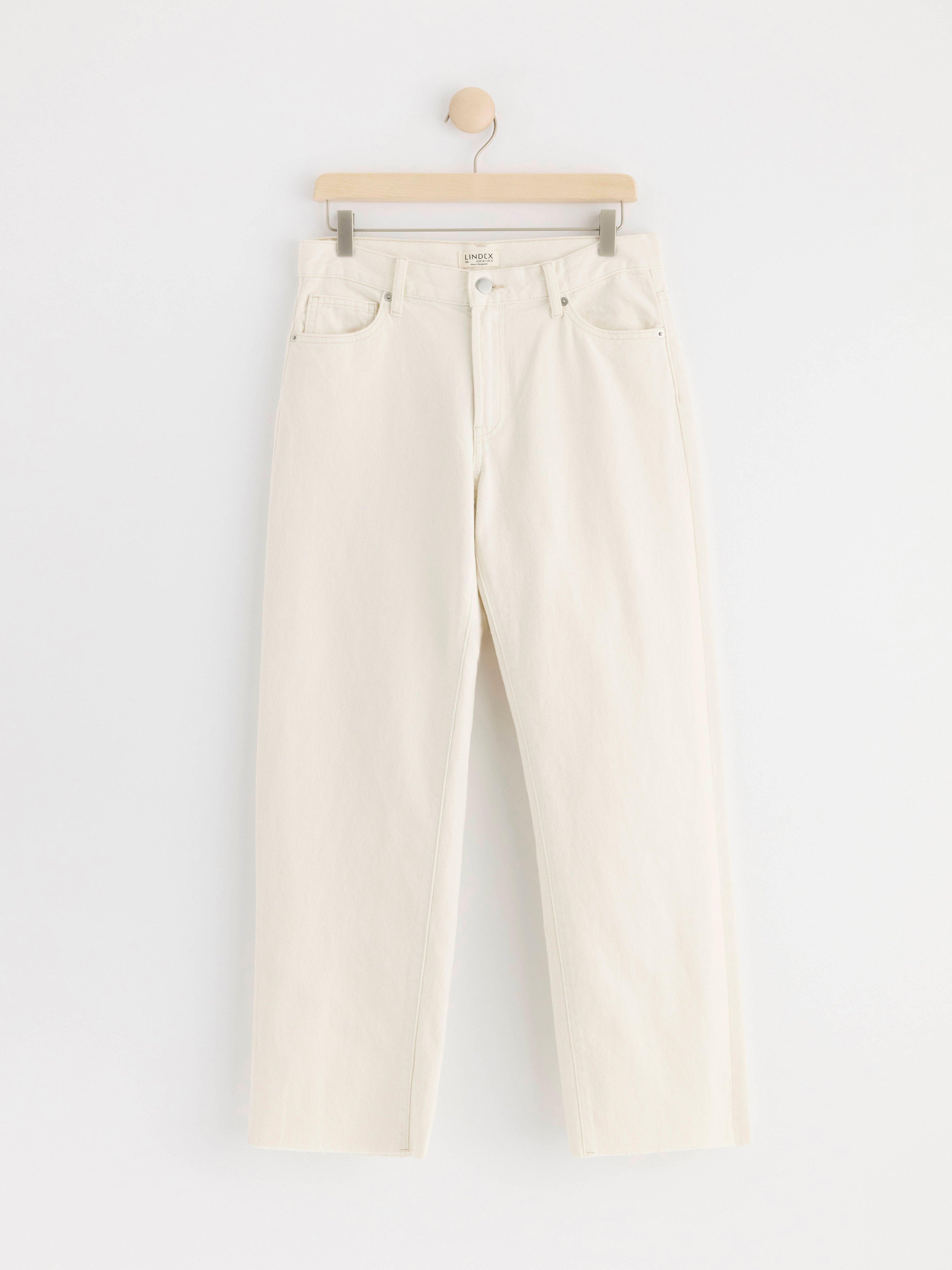 SIA Cropped straight regular waist jeans Light White