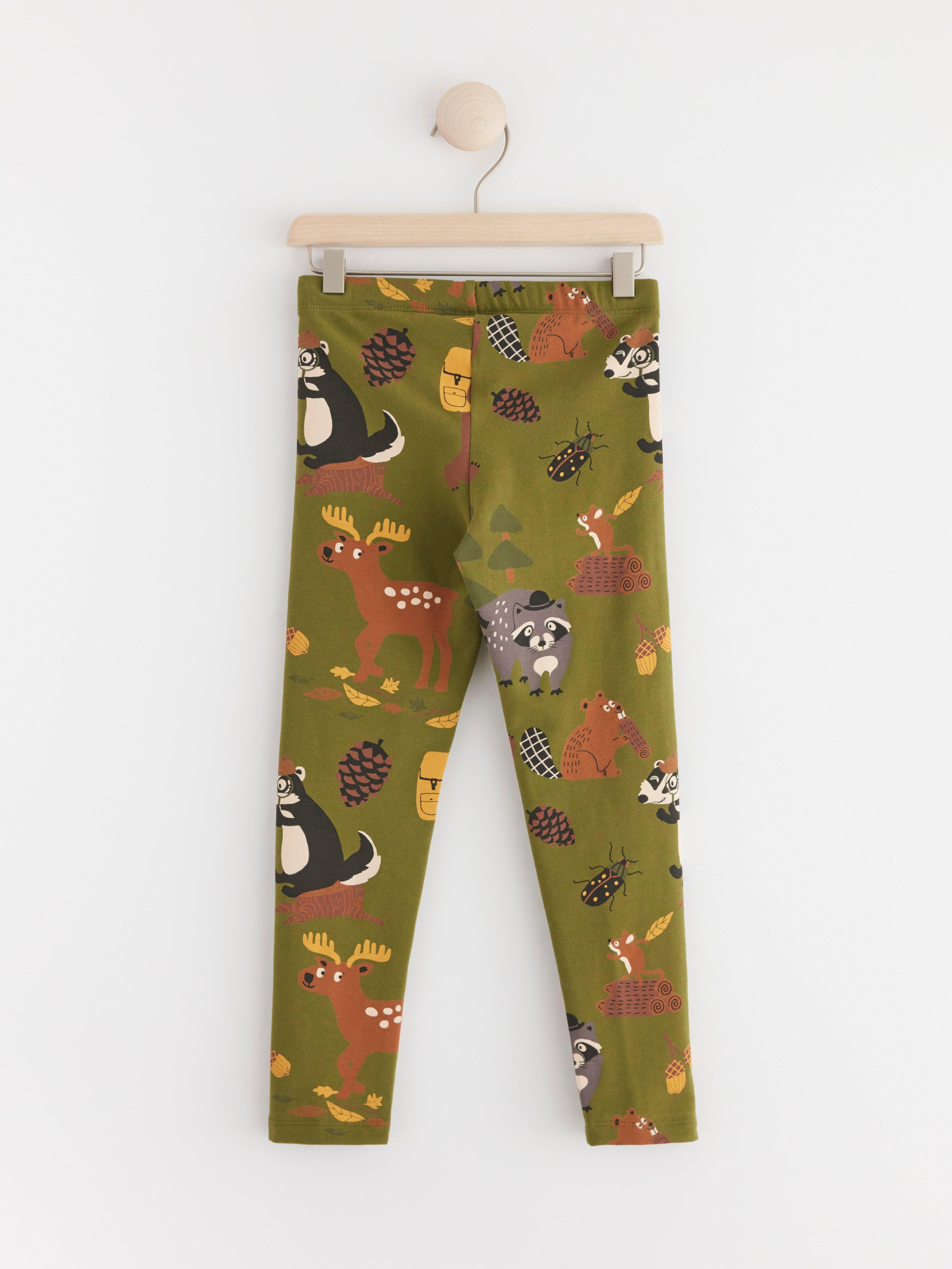 Leggings with animal print Dark Green