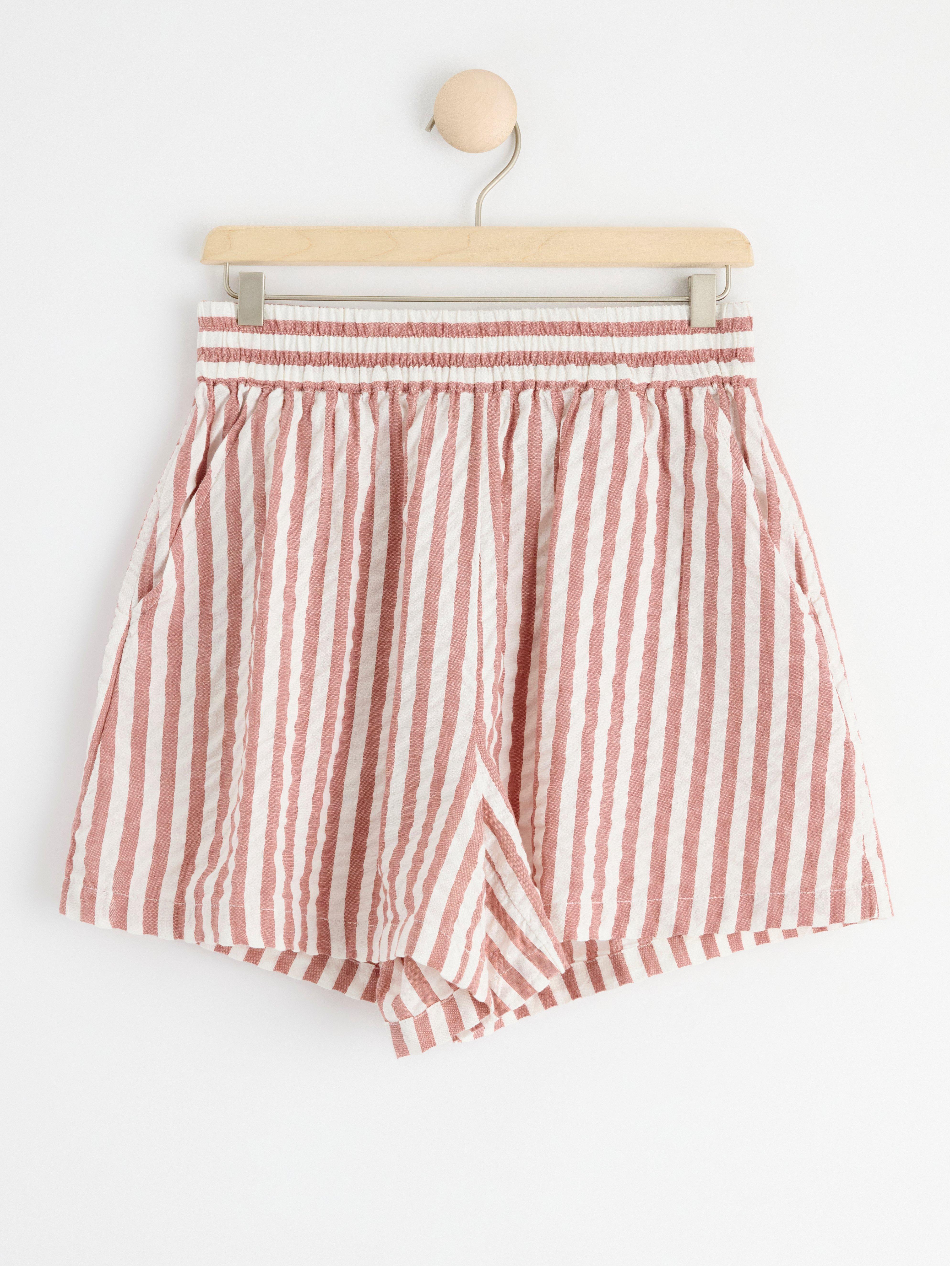 Seersucker pyjama shorts Dark Dusty Pink