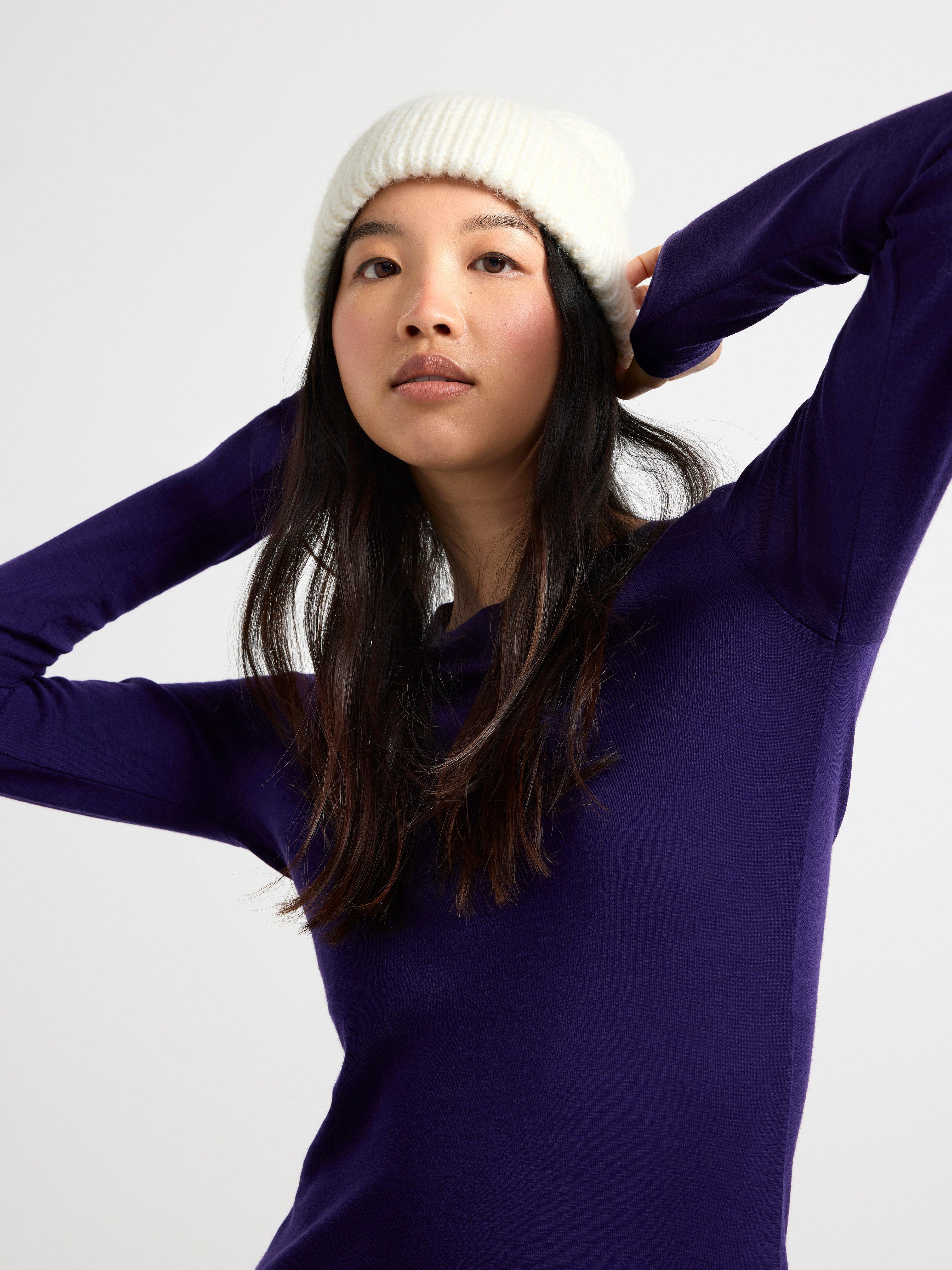 Long sleeve top in merino wool Dark Lilac