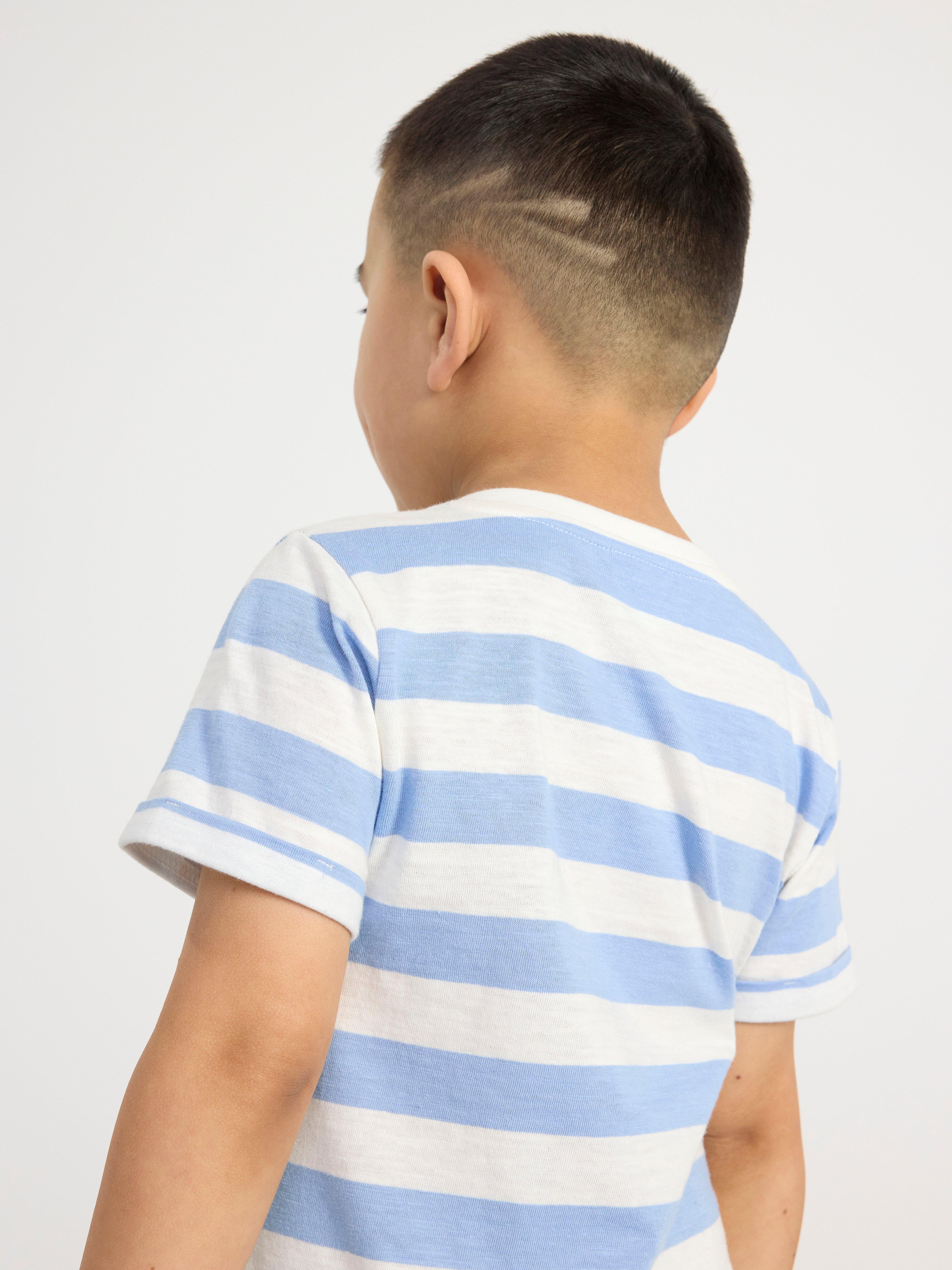 Short sleeve top with buttons Lt Dusty Blue