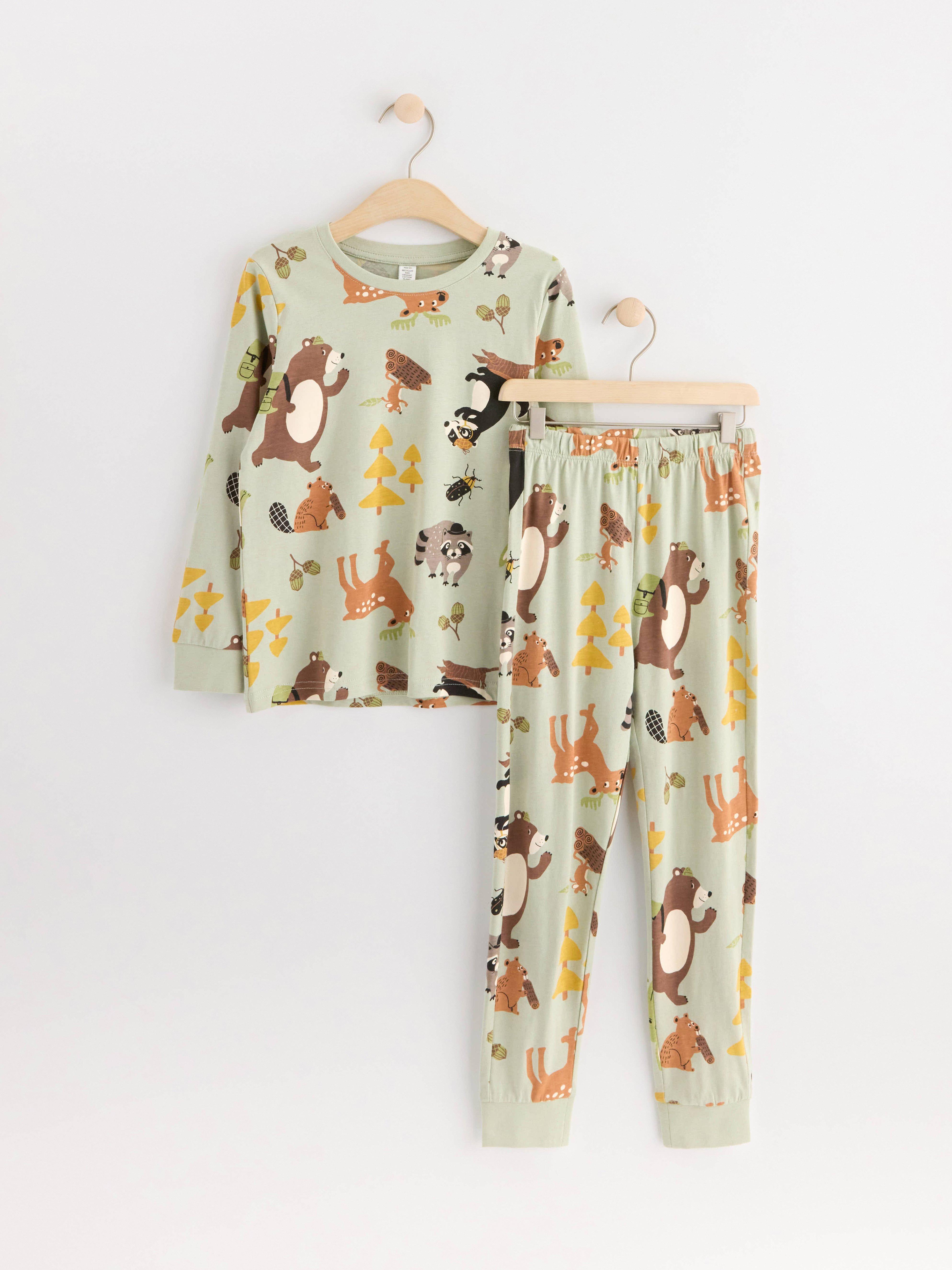 Pyjama set with forest print Dusty Green