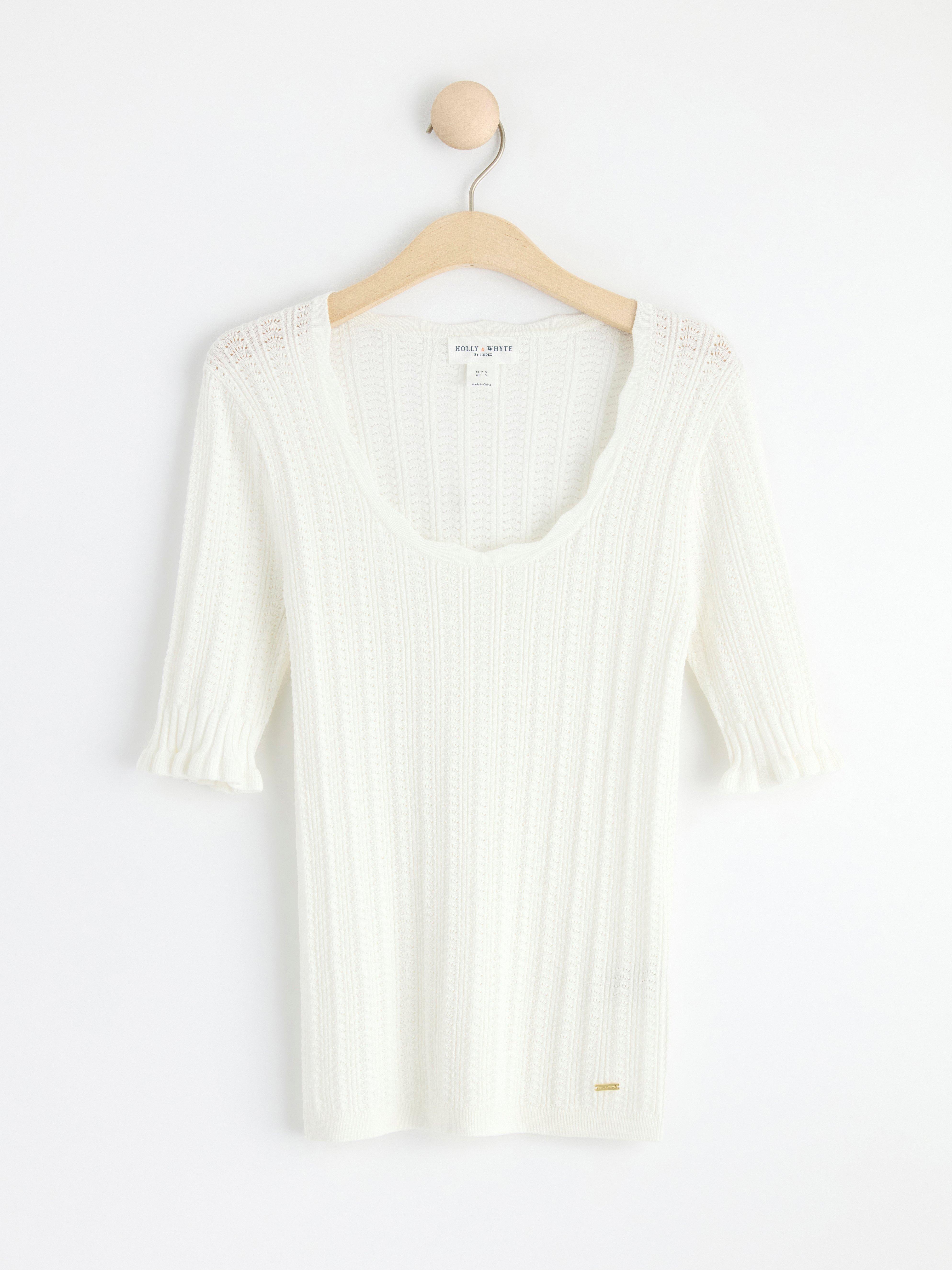 Short sleeve knitted top Off White
