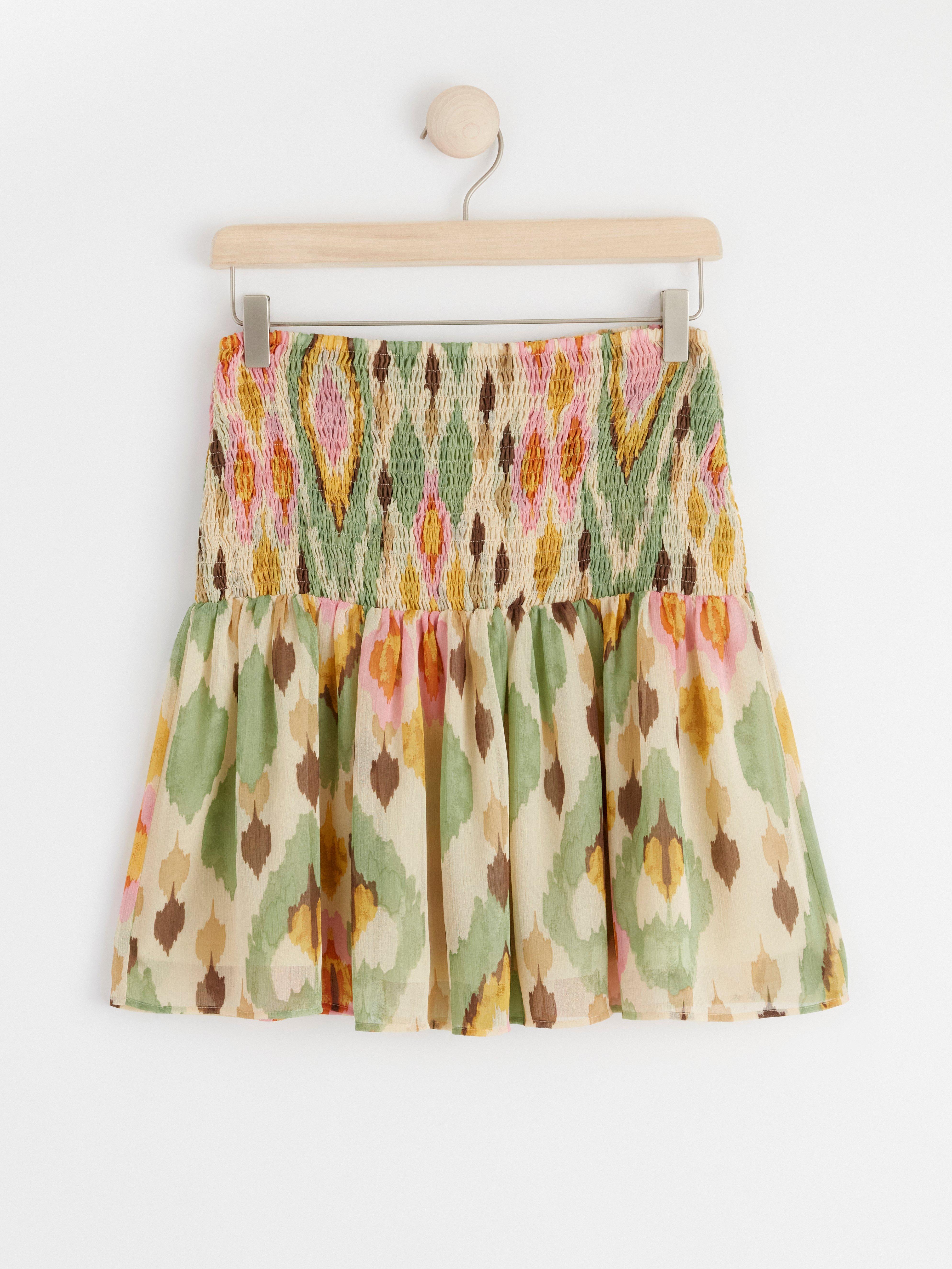 Mini chiffon skirt with smock Light beige