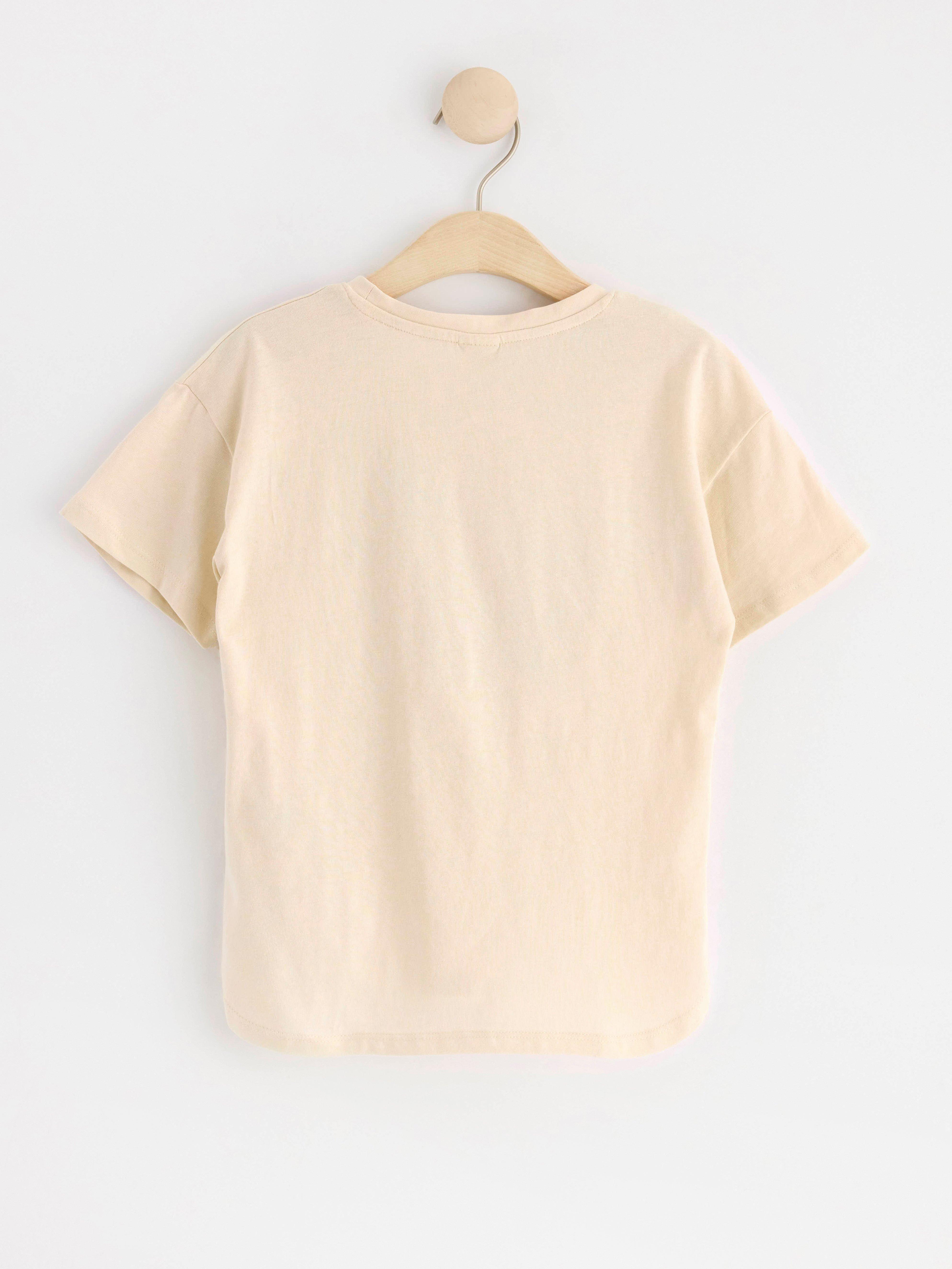 Oversize t-shirt with cat and flower print Light Beige