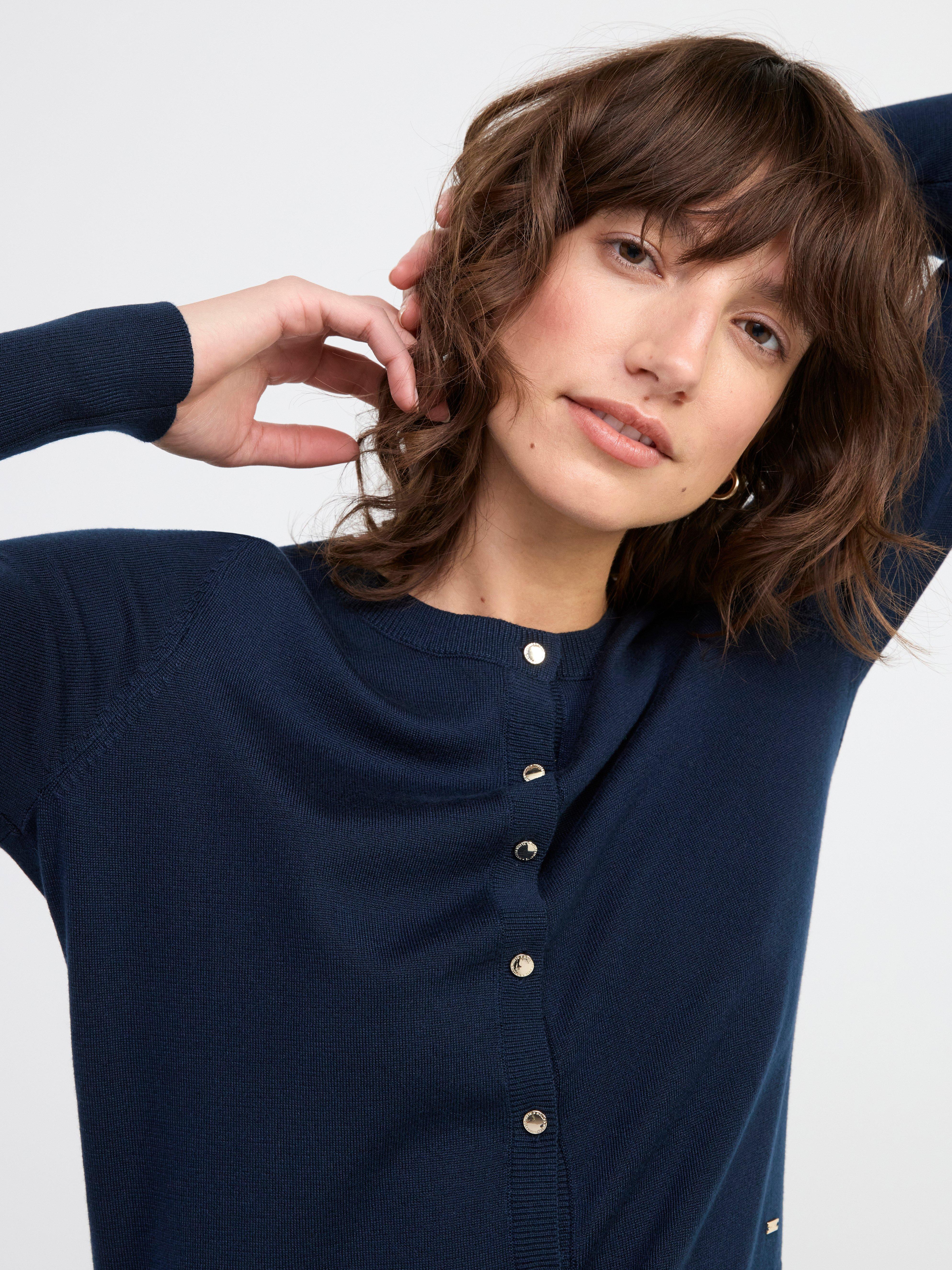 Fine-knit Cardigan Navy