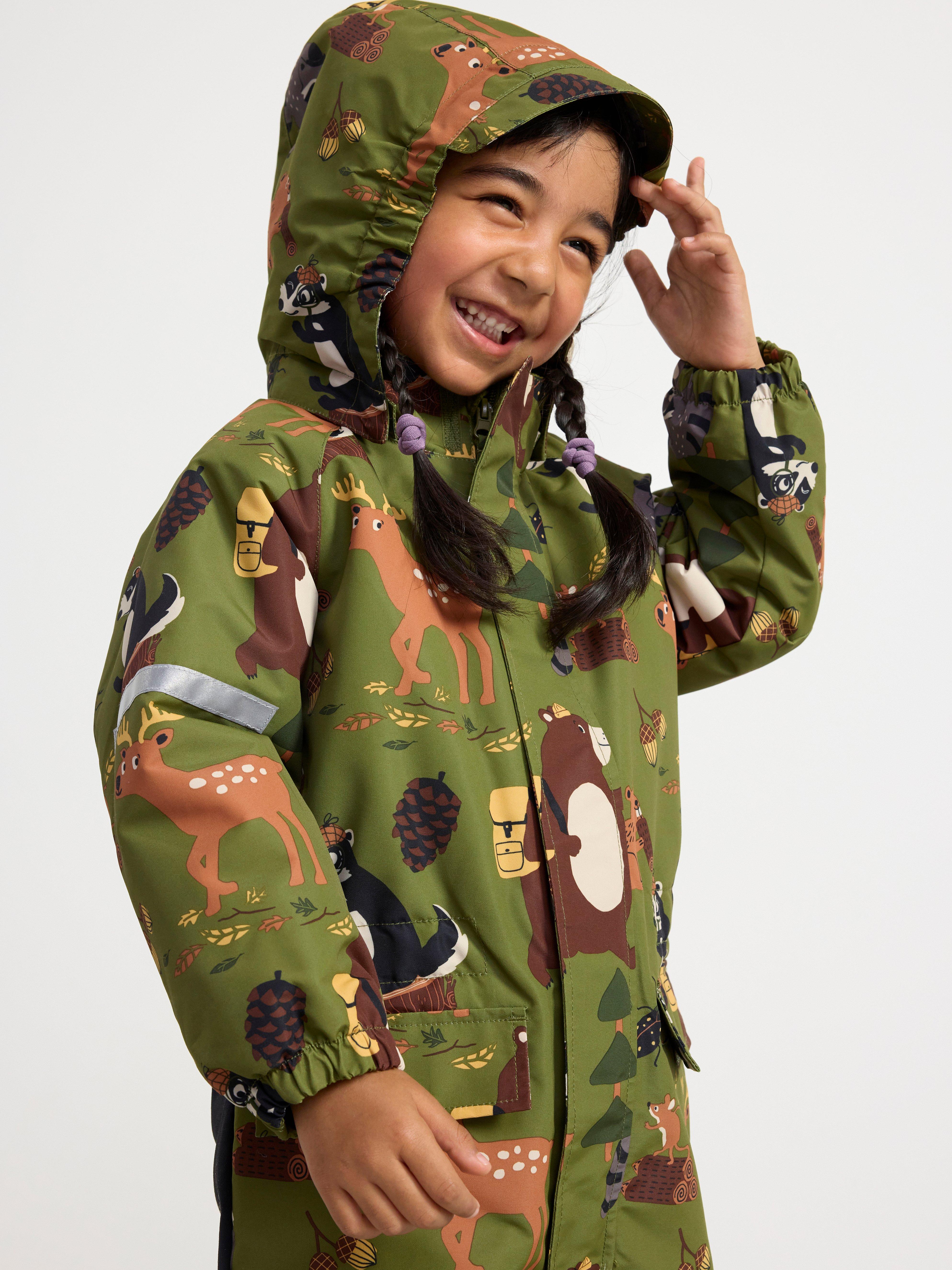 FIX Overall with animal print waterproof Dark Green