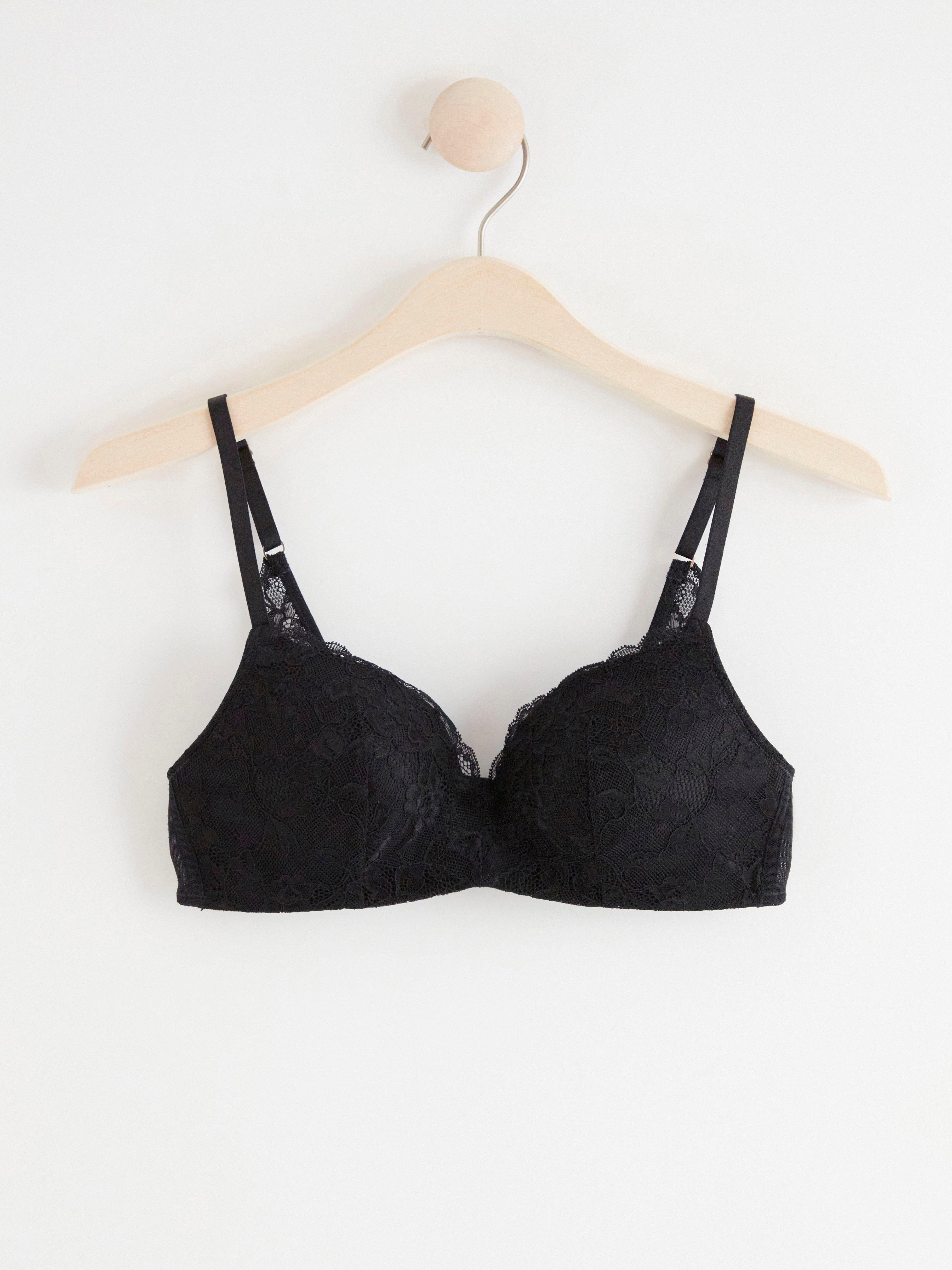 Flora wirefree bra with lace Black