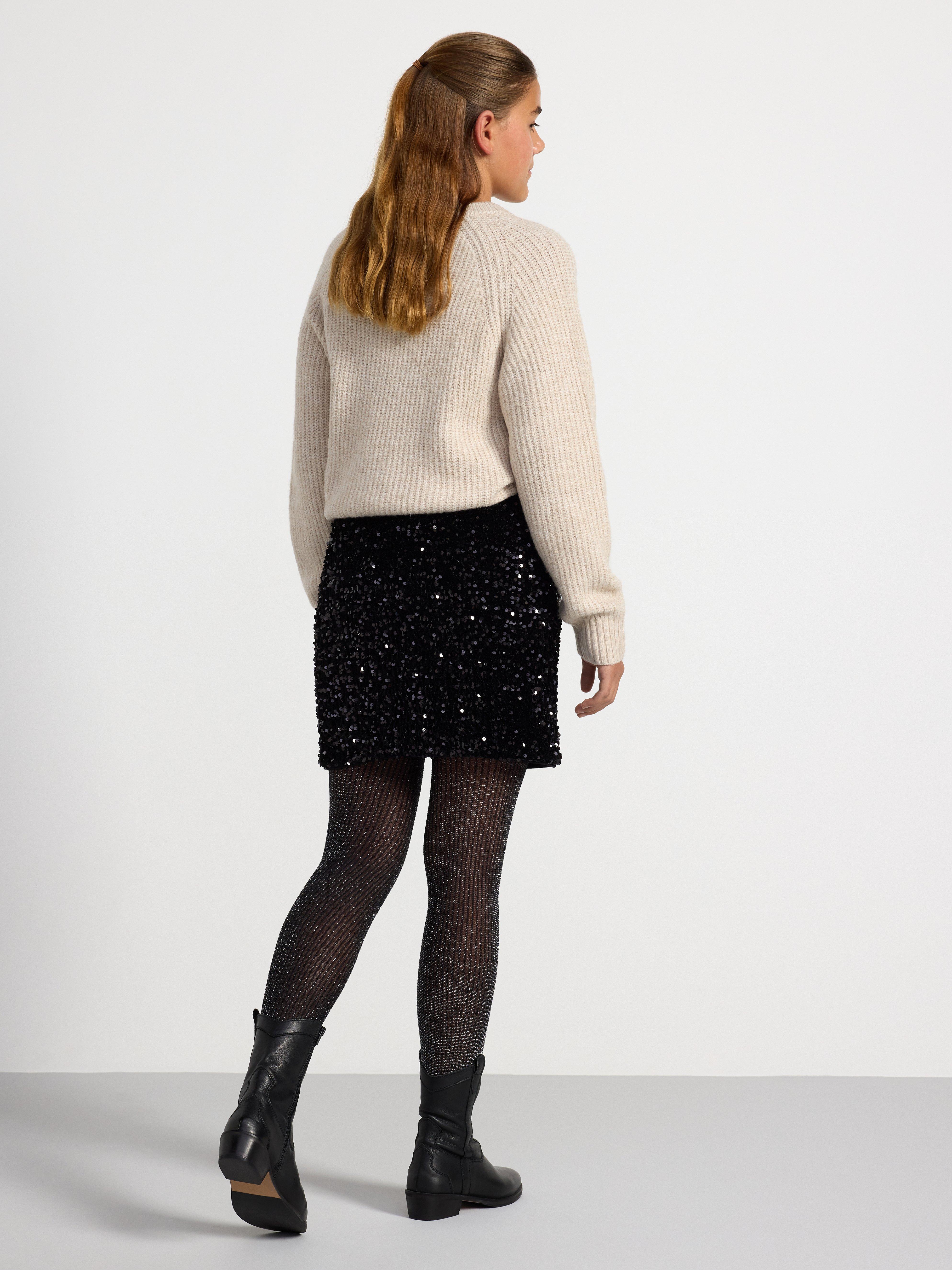 Velvet skirt with sequins Black