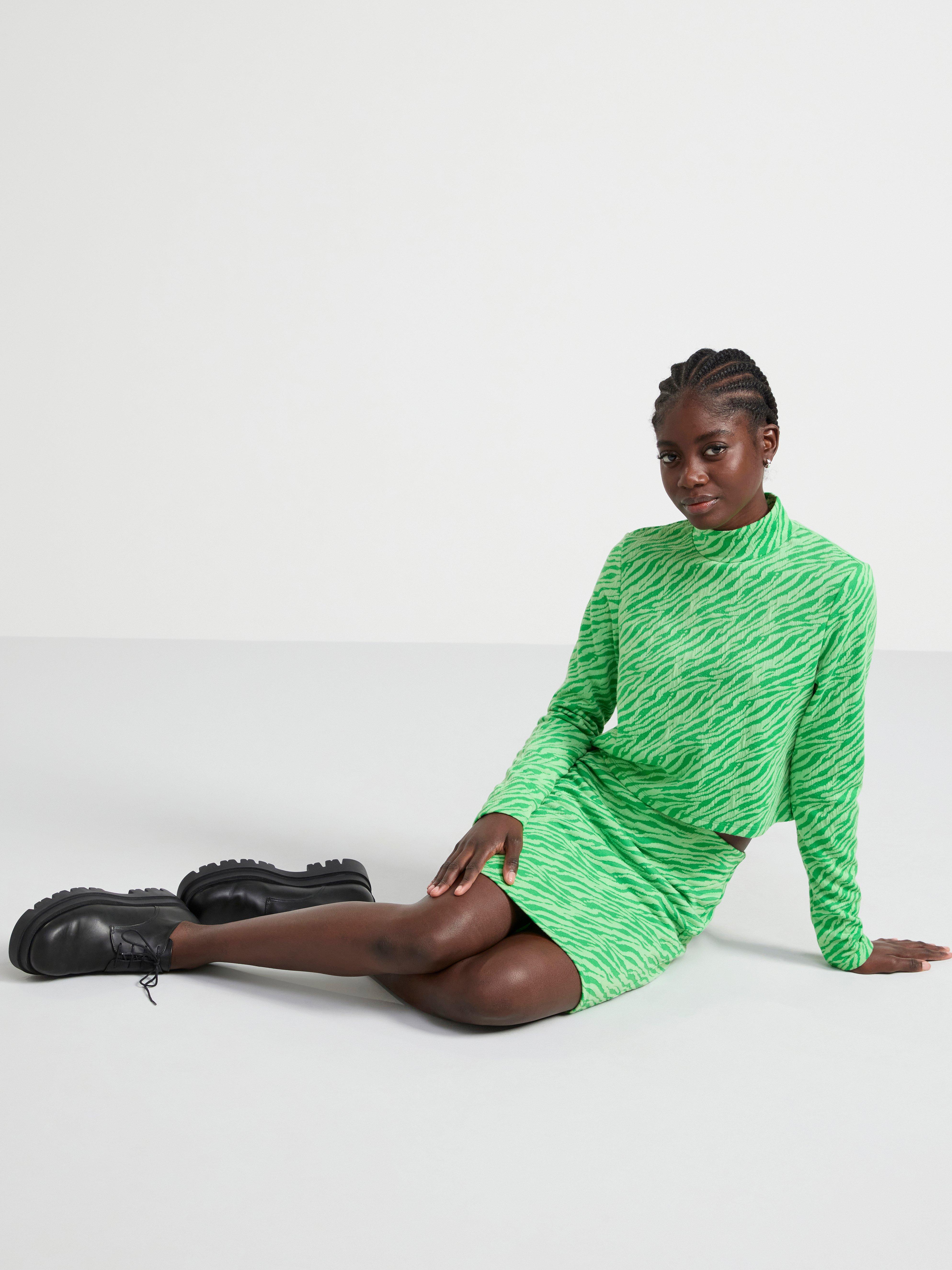 Patterned mini skirt Green