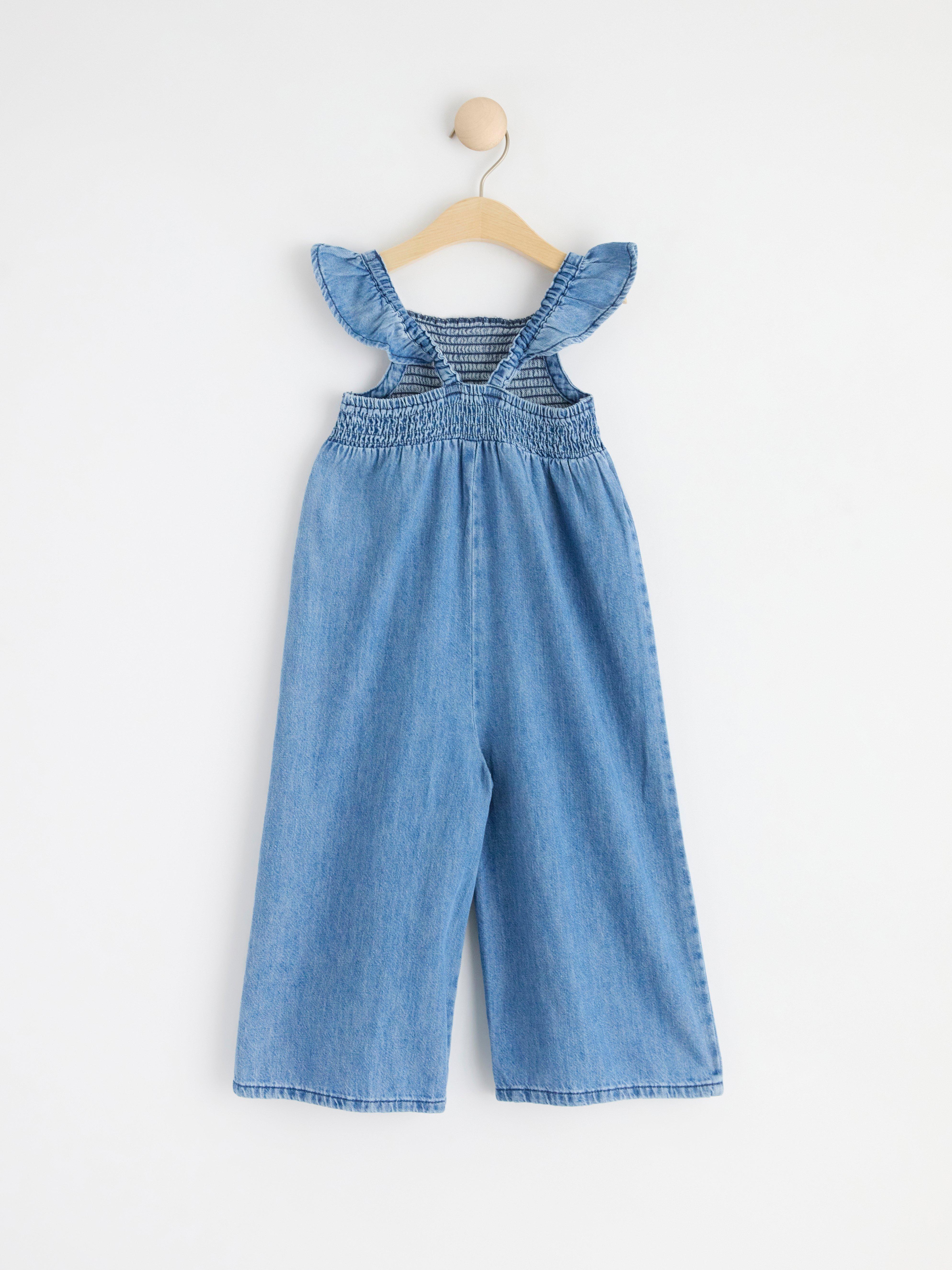 Denim jumpsuit with smock Denim